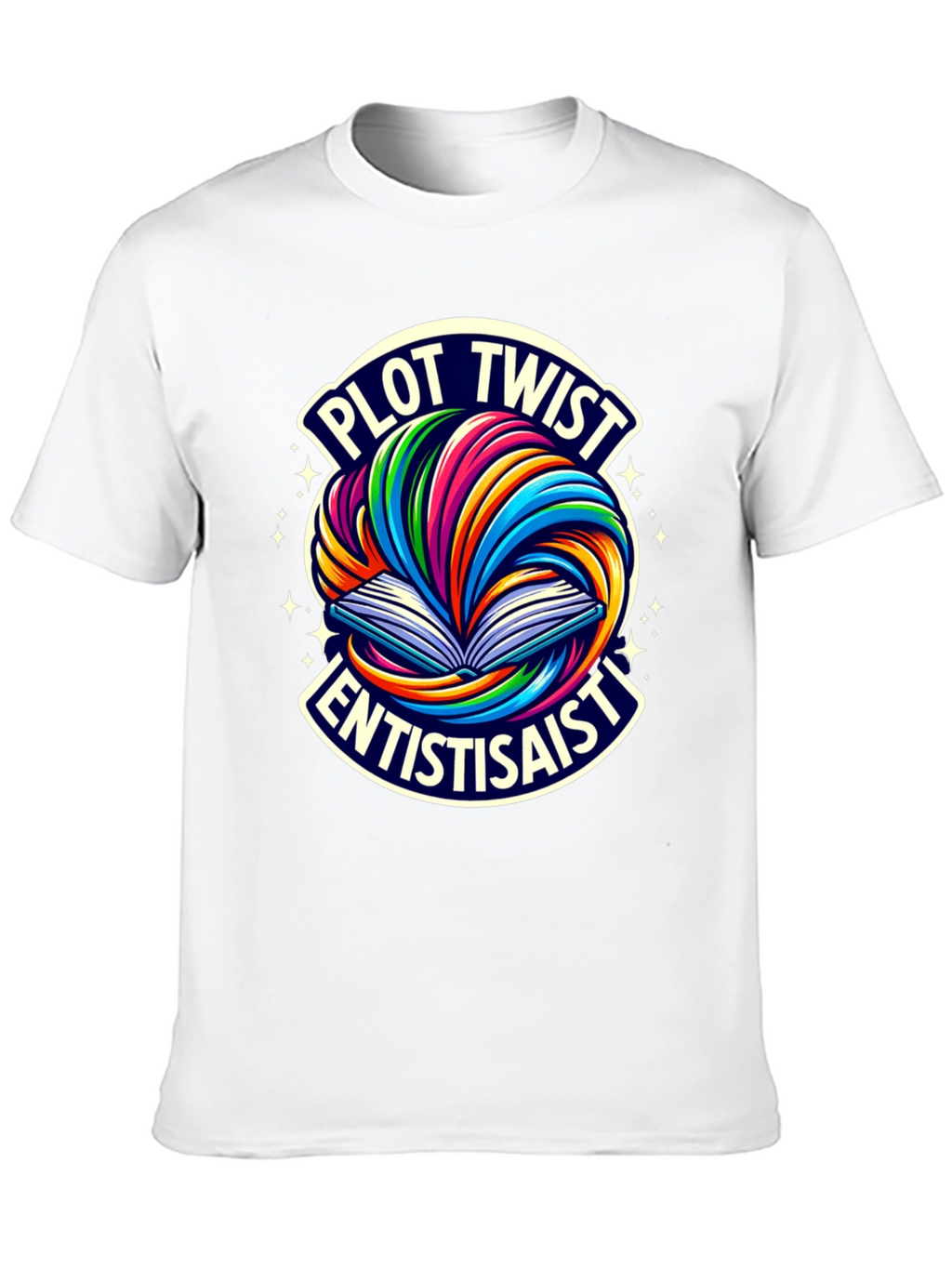 Plot Twist Enthusiast Graphic Tee - Black Cotton T-Shirt