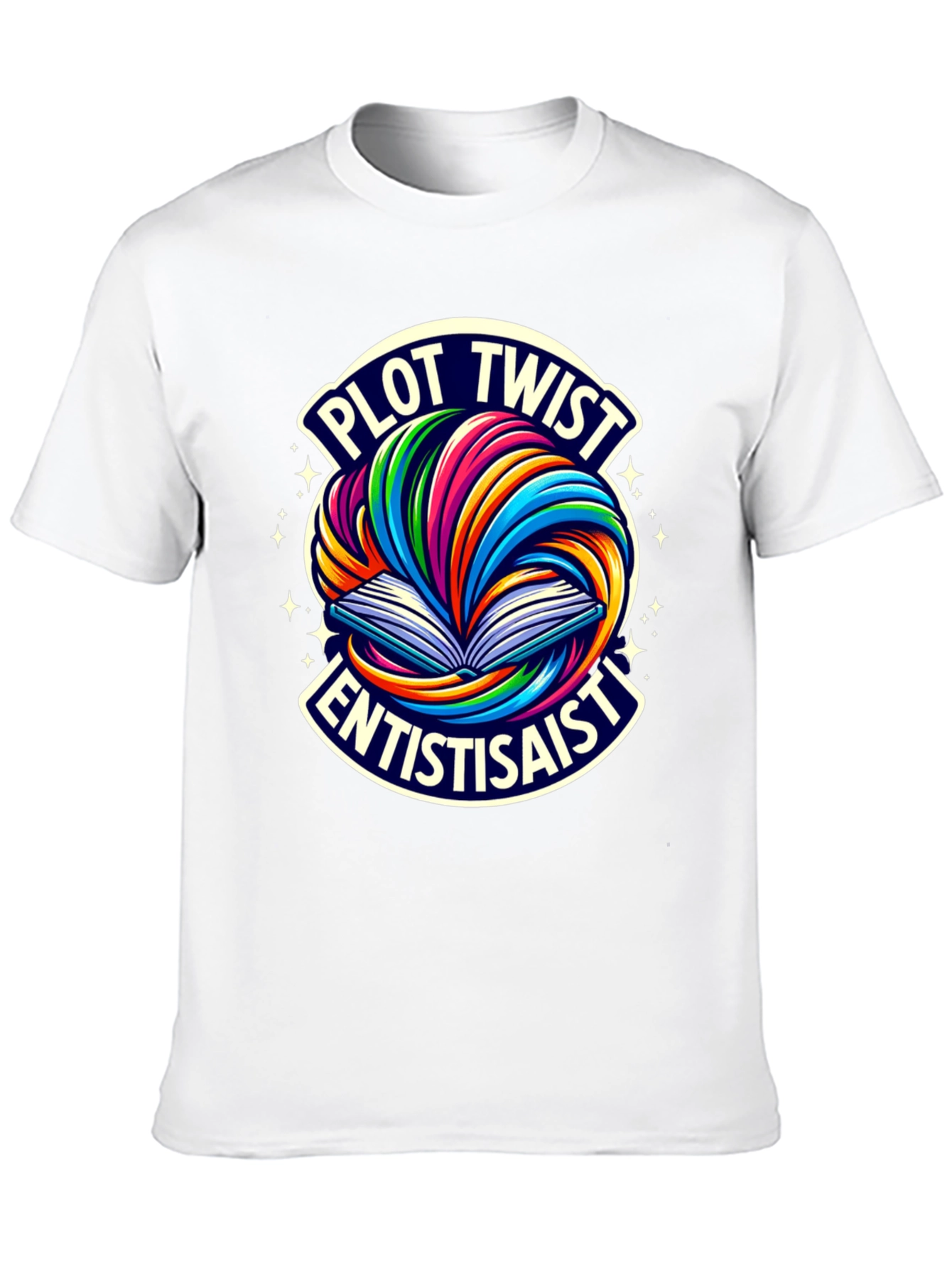 Plot Twist Enthusiast Graphic Tee - Black Cotton T-Shirt