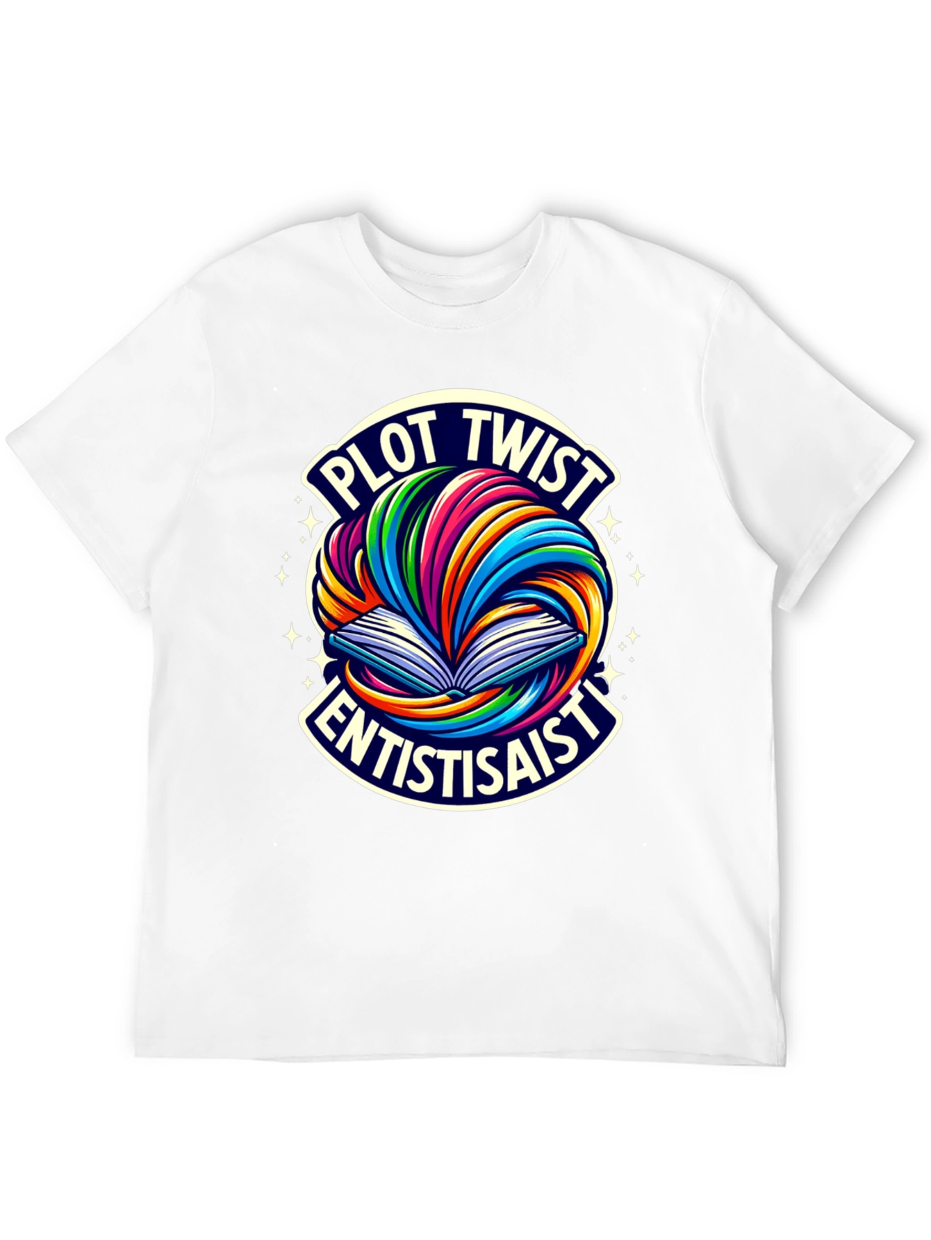 Plot Twist Enthusiast Graphic Tee - Black Cotton T-Shirt