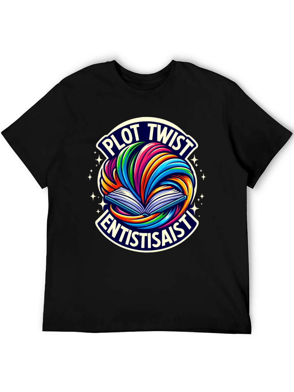 Plot Twist Enthusiast Graphic Tee - Black Cotton T-Shirt