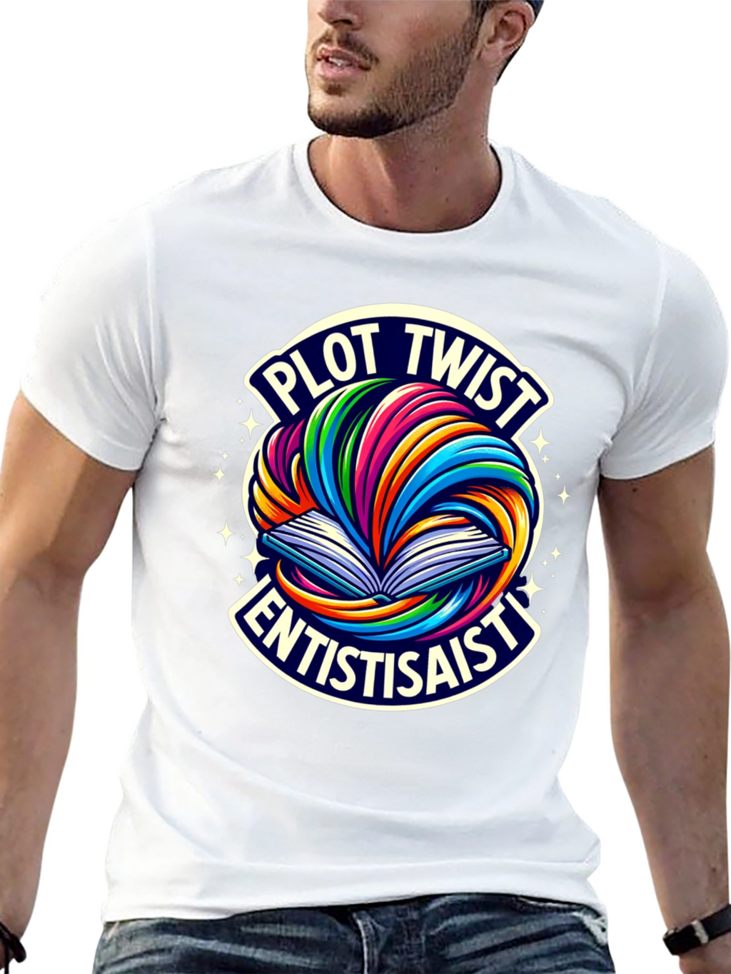 Plot Twist Enthusiast Graphic Tee - Black Cotton T-Shirt