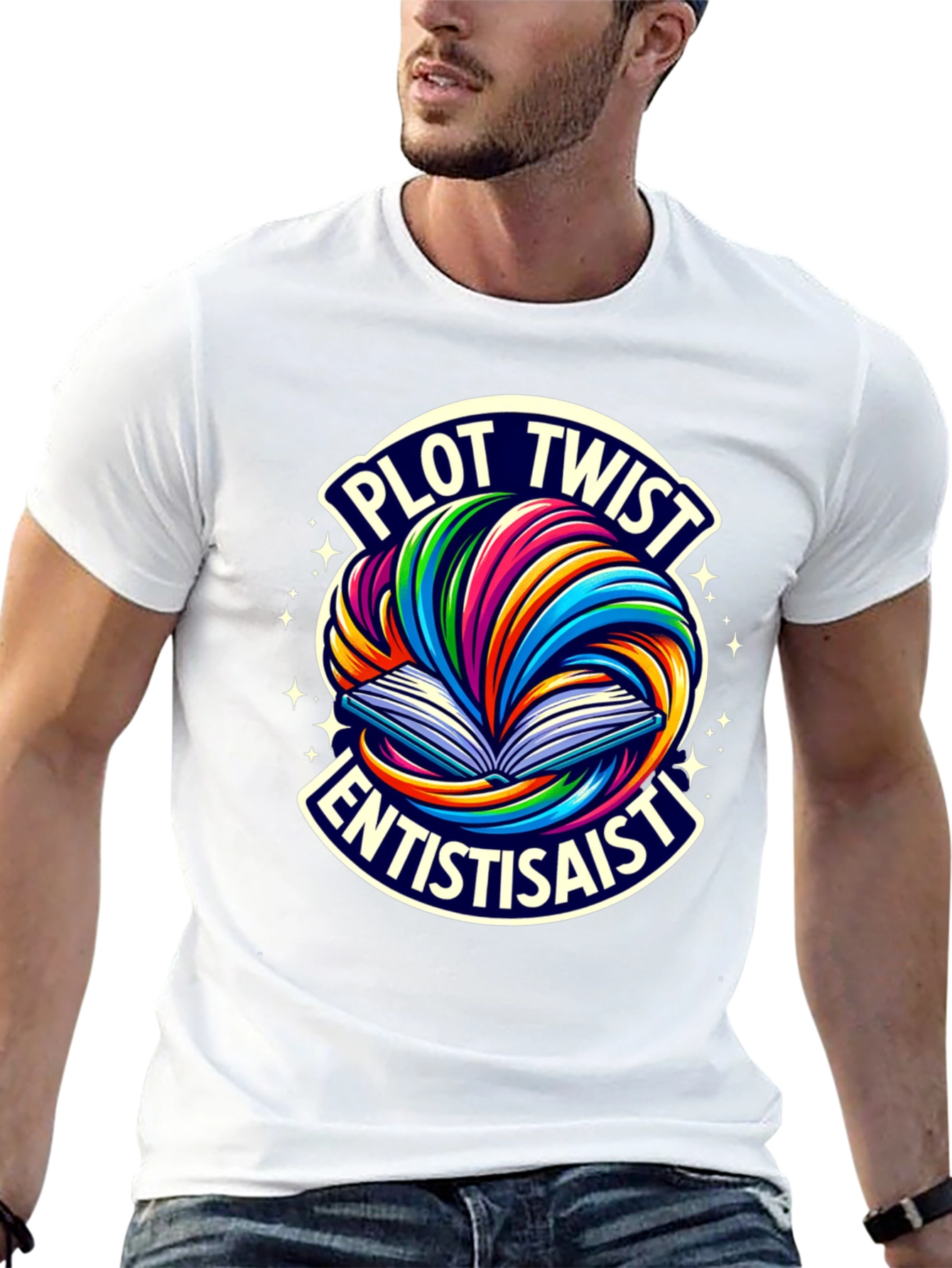 Plot Twist Enthusiast Graphic Tee - Black Cotton T-Shirt