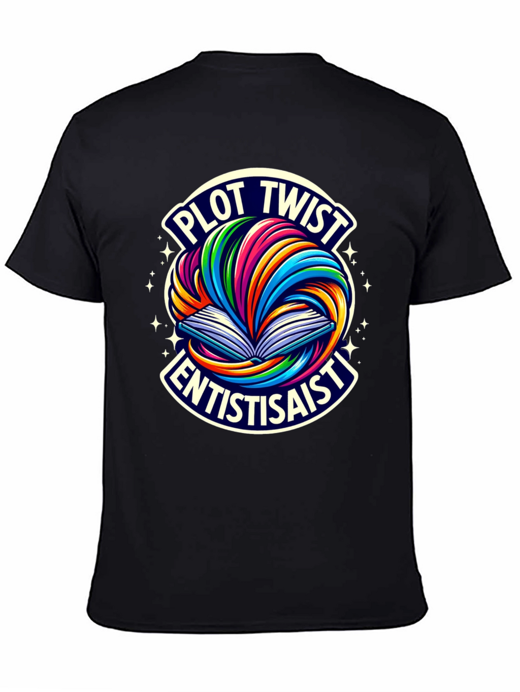 Plot Twist Enthusiast Graphic Tee - Black Cotton T-Shirt