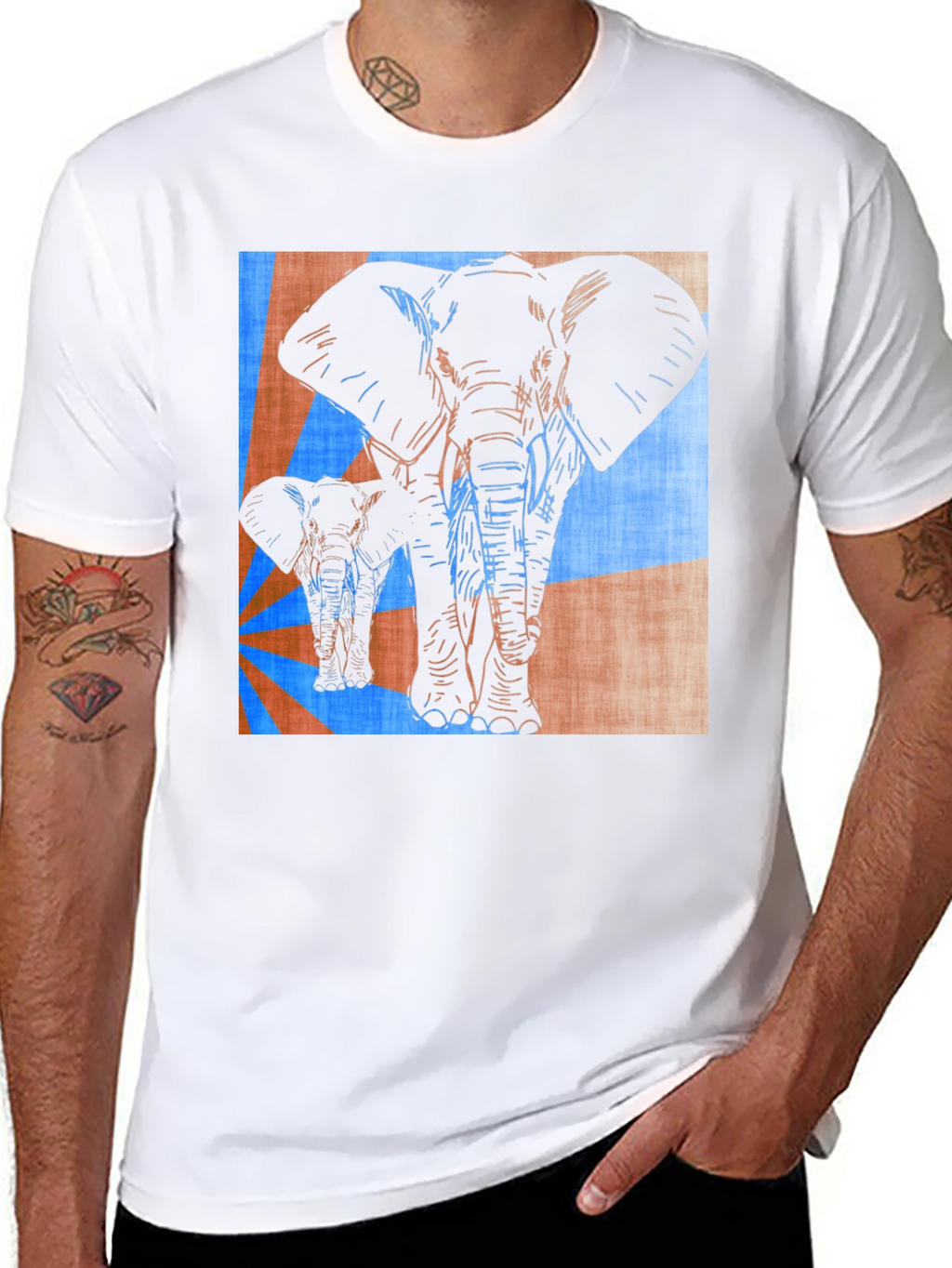 Elephant Print Graphic Tee - Stylish Mens Casual Shirt