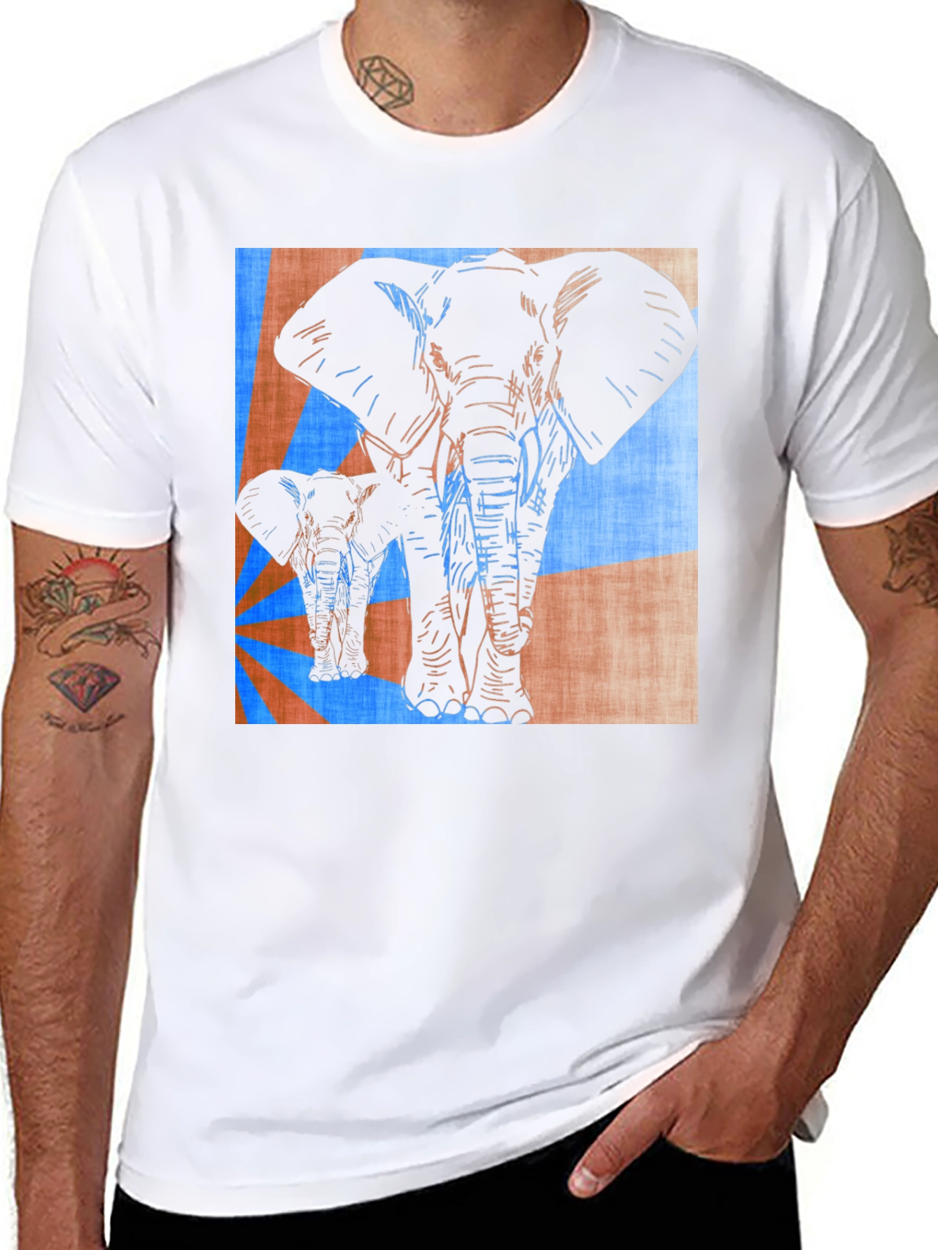 Elephant Print Graphic Tee - Stylish Mens Casual Shirt
