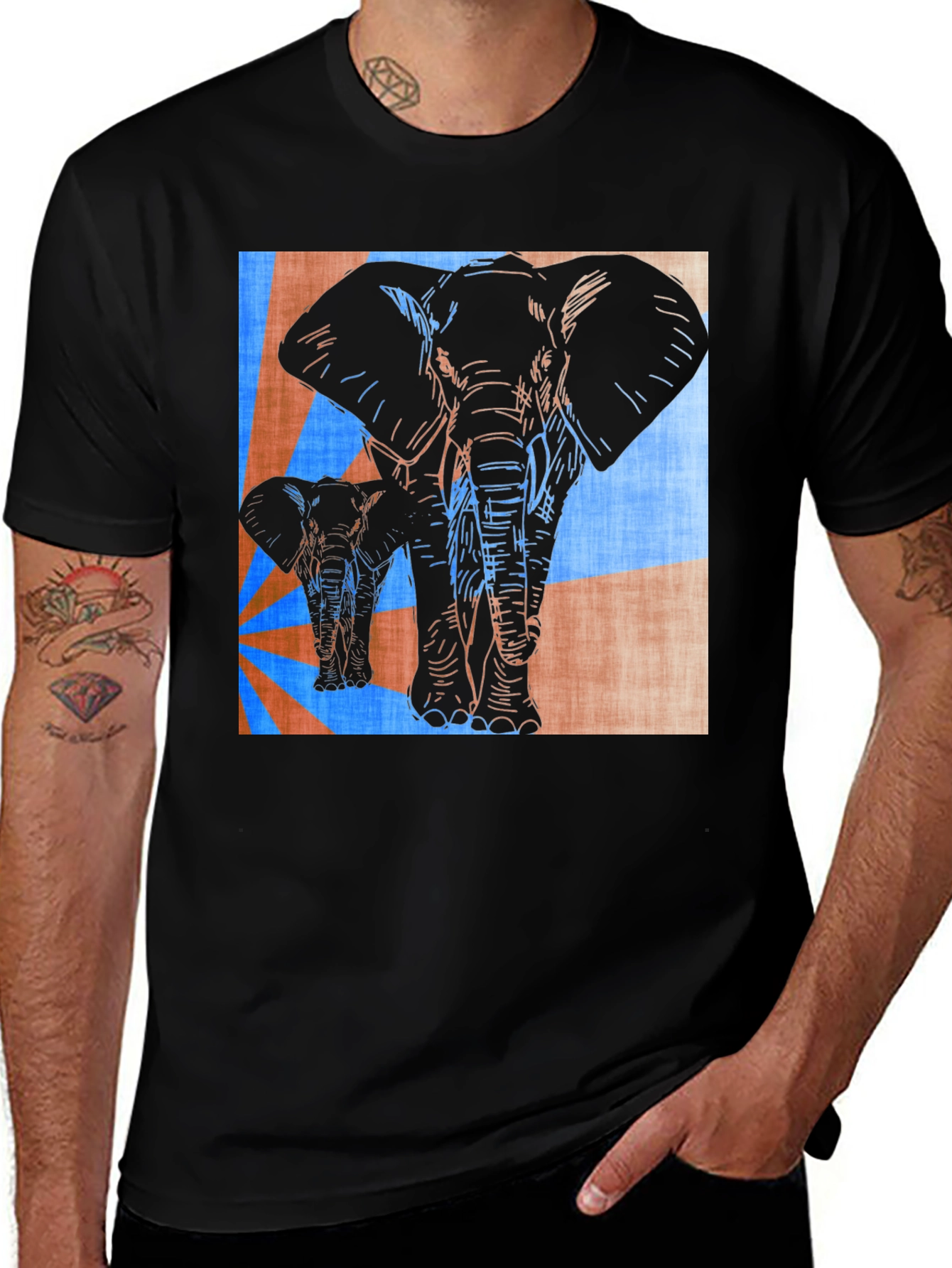 Elephant Print Graphic Tee - Stylish Mens Casual Shirt
