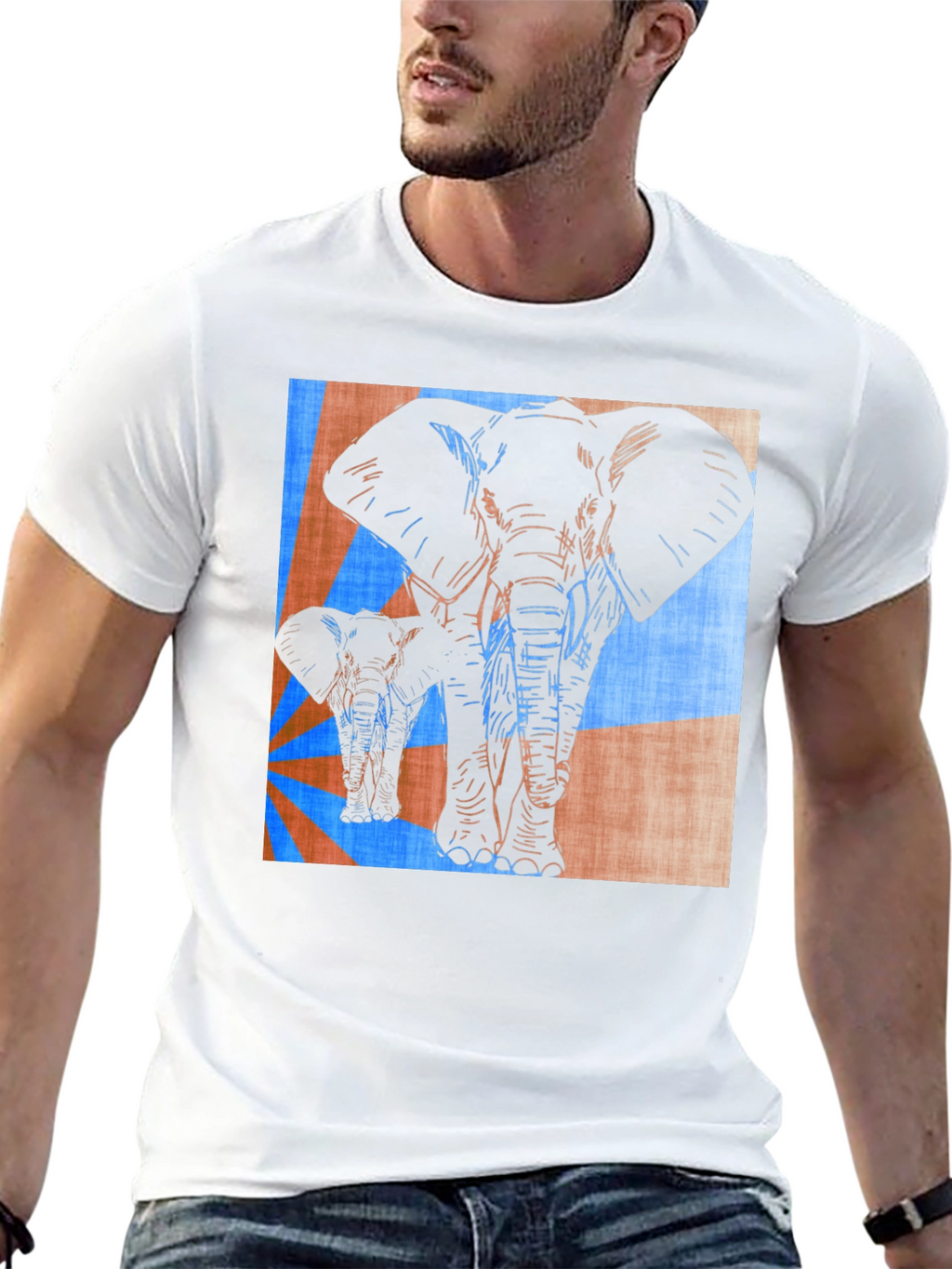 Elephant Print Graphic Tee - Stylish Mens Casual Shirt