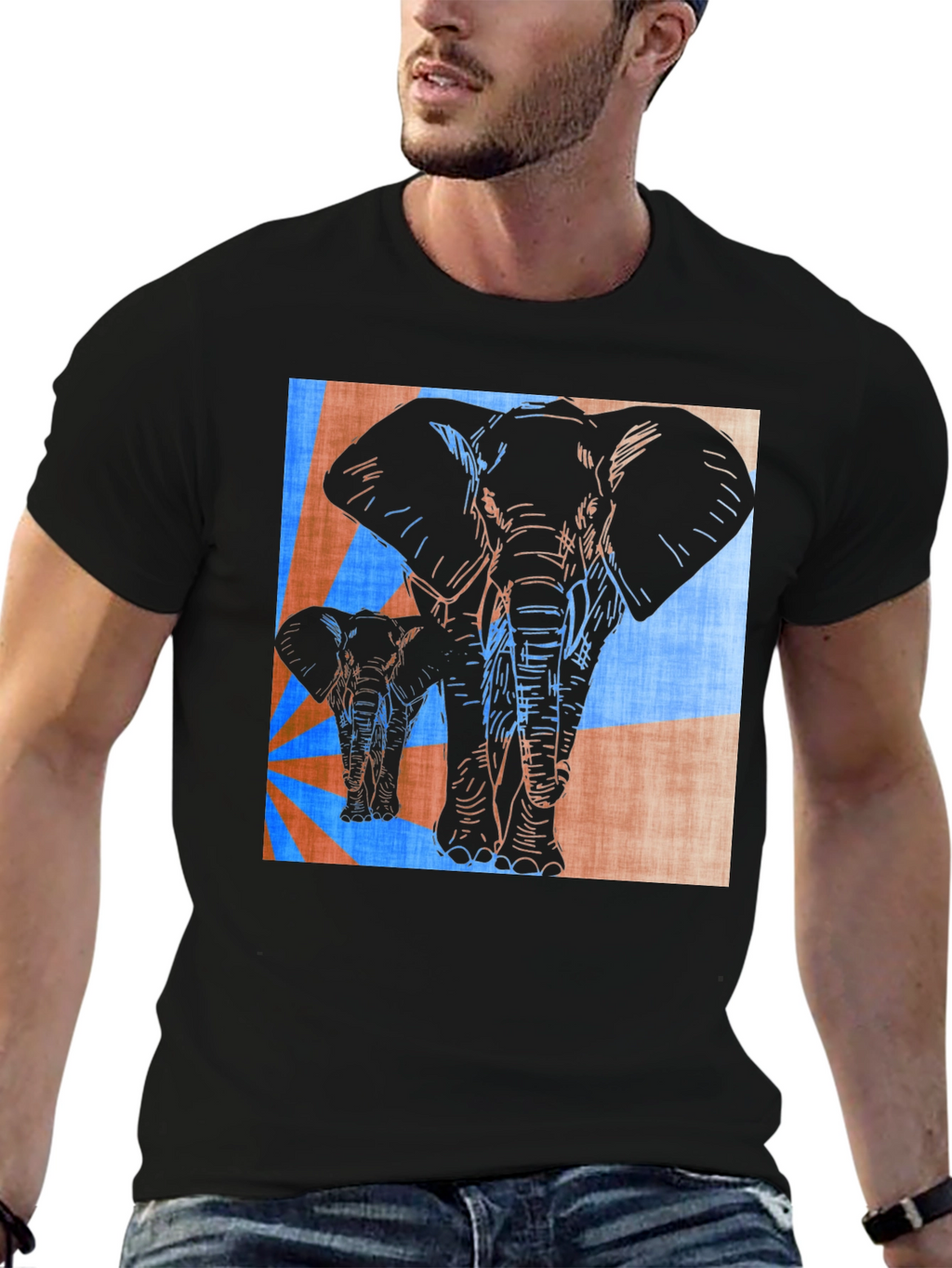 Elephant Print Graphic Tee - Stylish Mens Casual Shirt