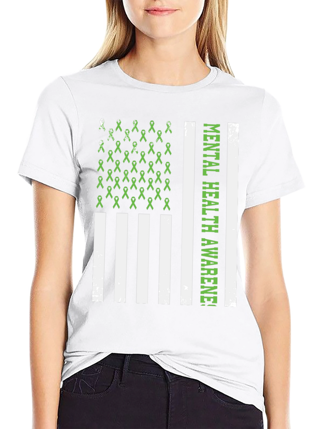 Mental Health Awareness Ribbon Flag T-Shirt
