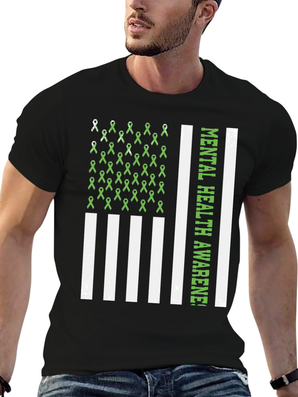 Mental Health Awareness Ribbon Flag T-Shirt
