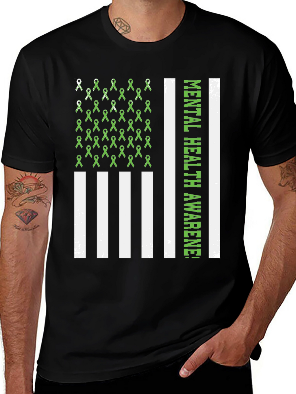 Mental Health Awareness Ribbon Flag T-Shirt