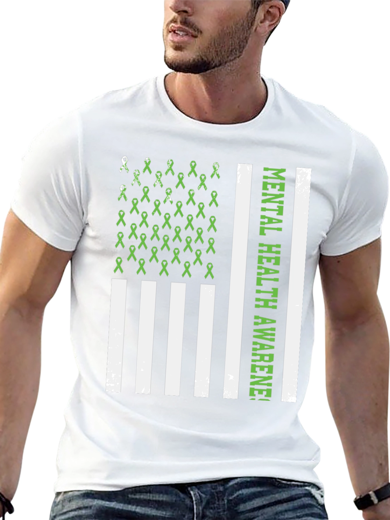 Mental Health Awareness Ribbon Flag T-Shirt