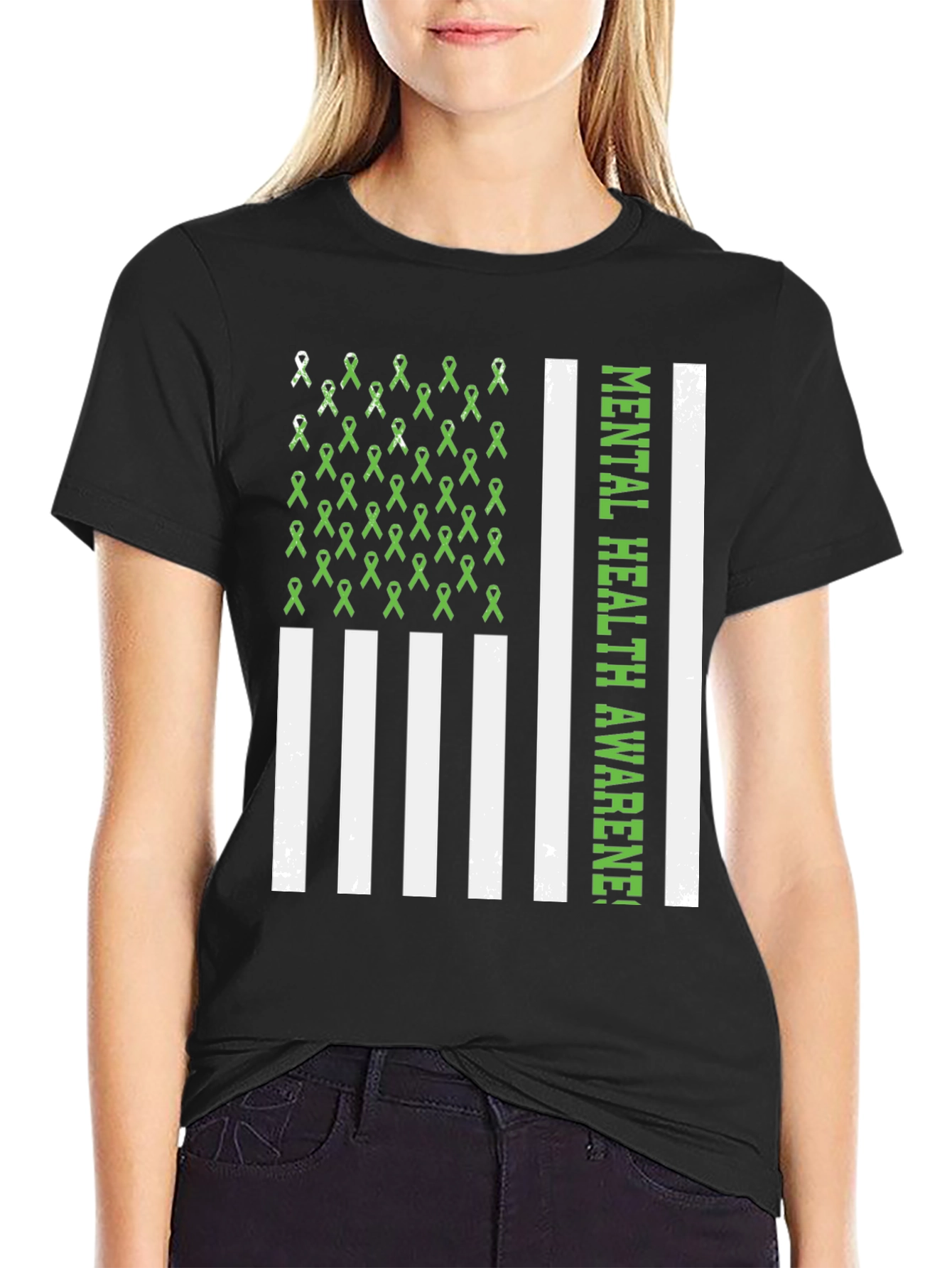 Mental Health Awareness Ribbon Flag T-Shirt