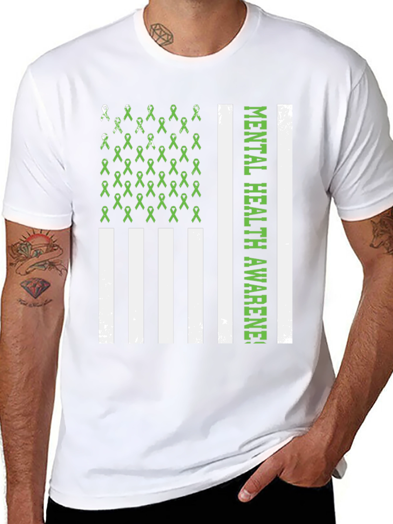 Mental Health Awareness Ribbon Flag T-Shirt