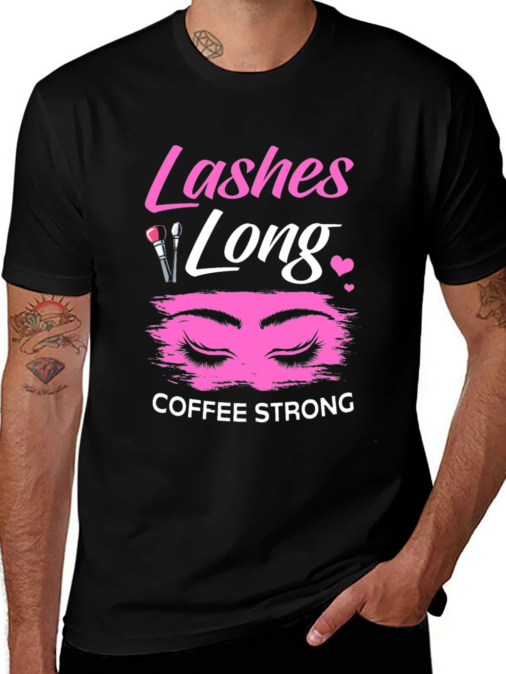 Lashes Long Coffee Strong Graphic T-Shirt
