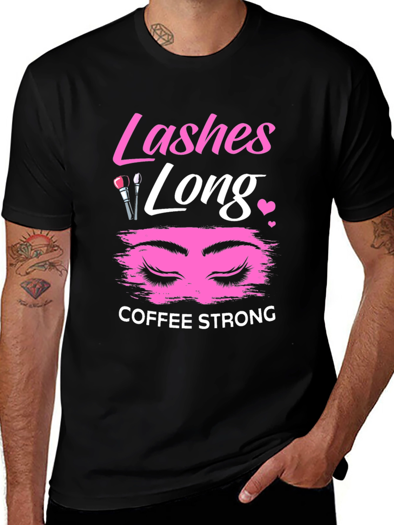 Lashes Long Coffee Strong Graphic T-Shirt