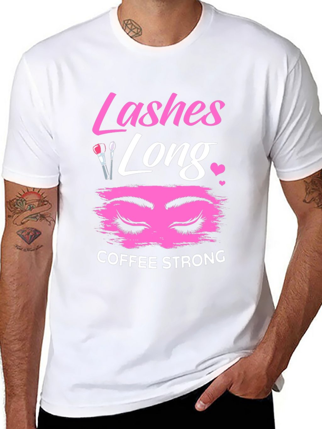 Lashes Long Coffee Strong Graphic T-Shirt