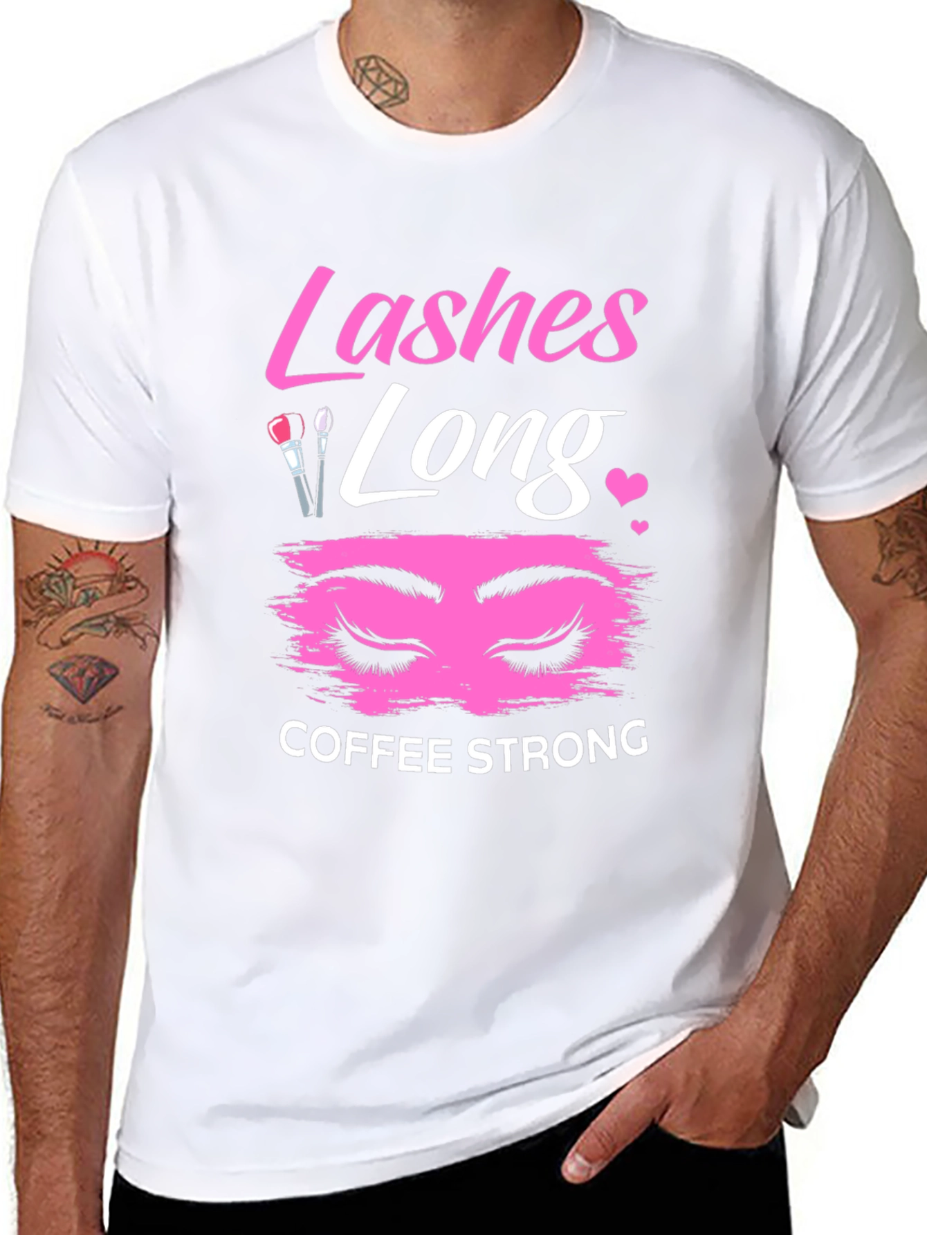 Lashes Long Coffee Strong Graphic T-Shirt