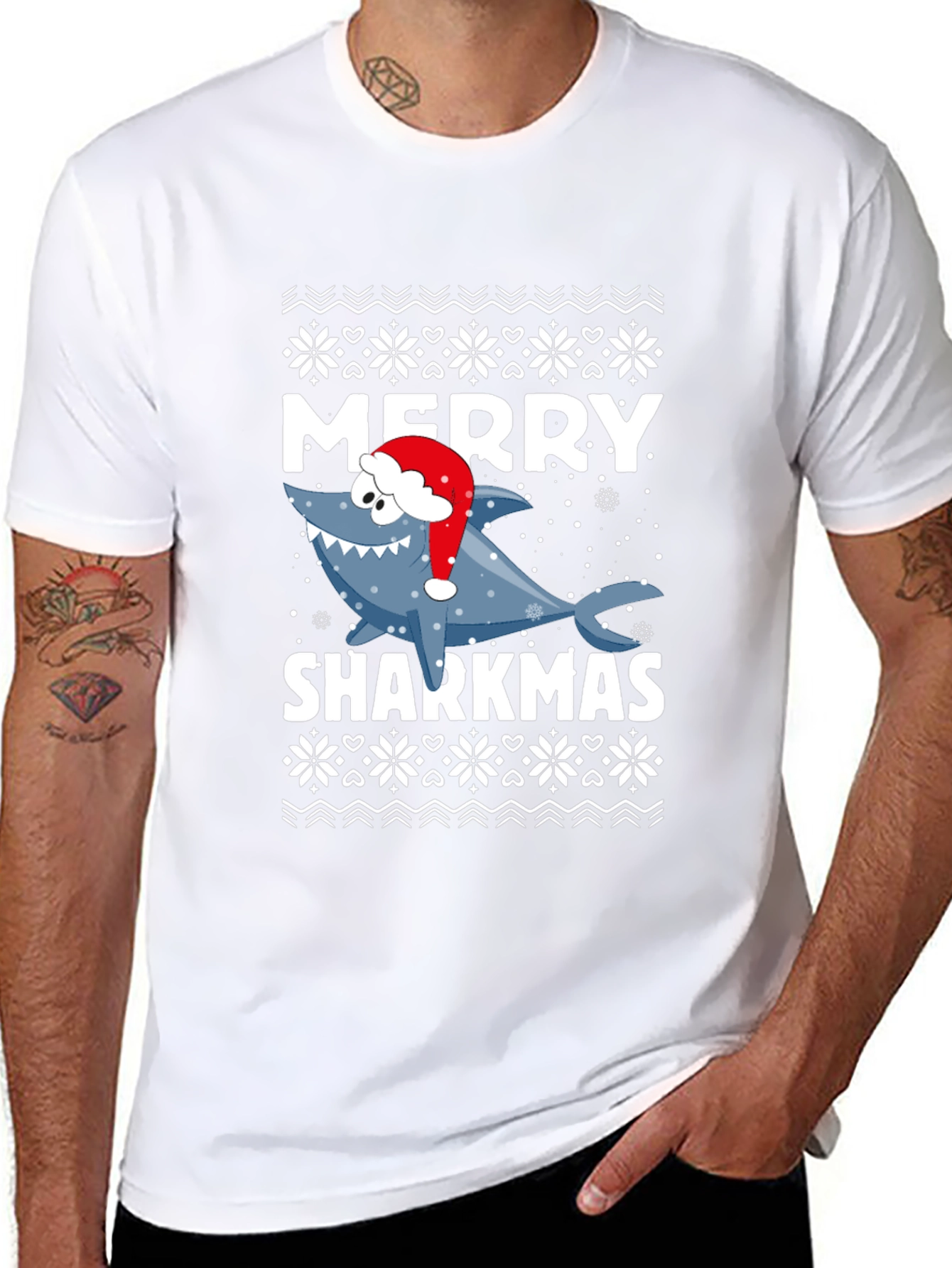 Merry Sharkmas T-Shirt - Festive Holiday Graphic Tee