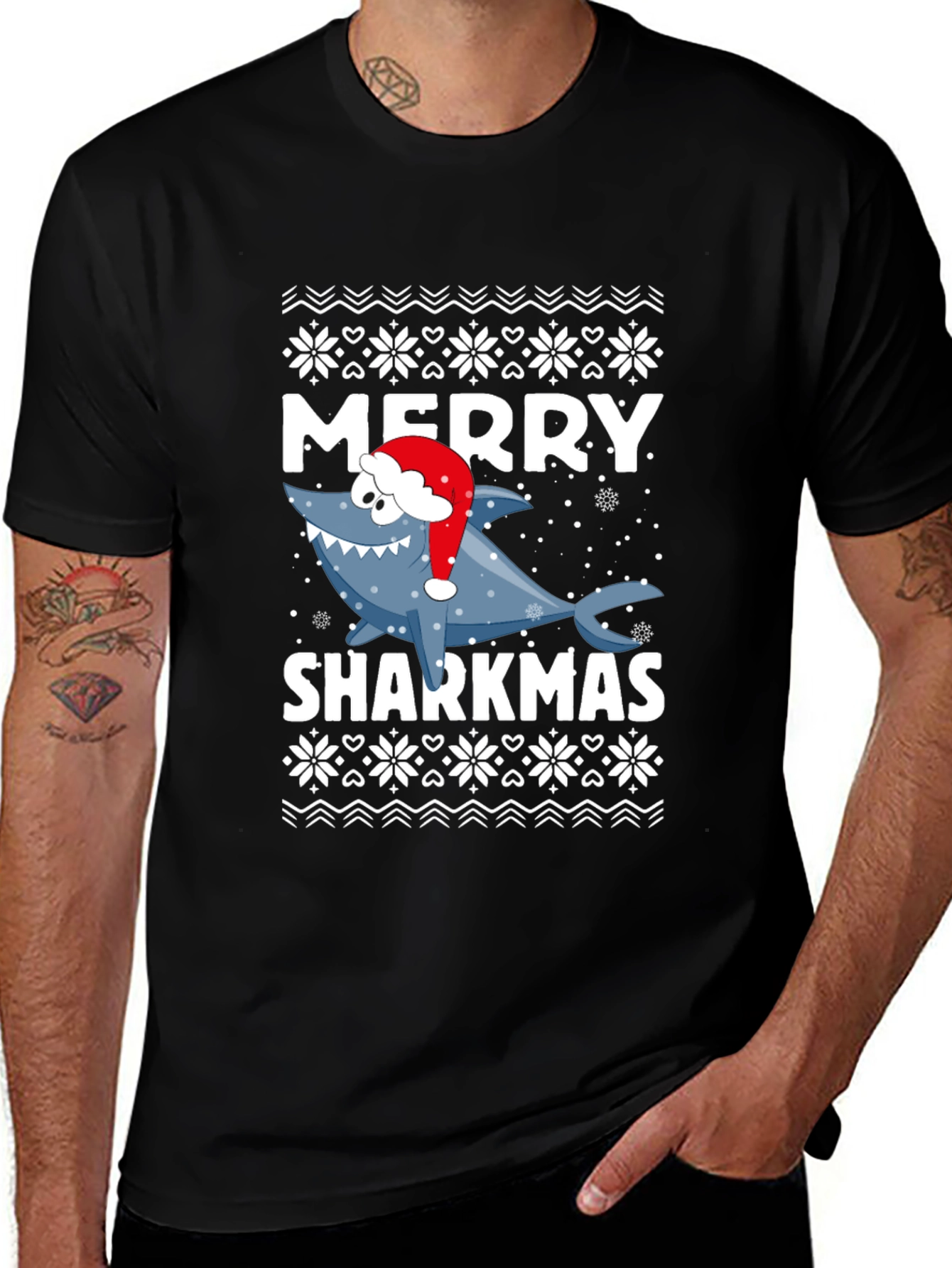 Merry Sharkmas T-Shirt - Festive Holiday Graphic Tee