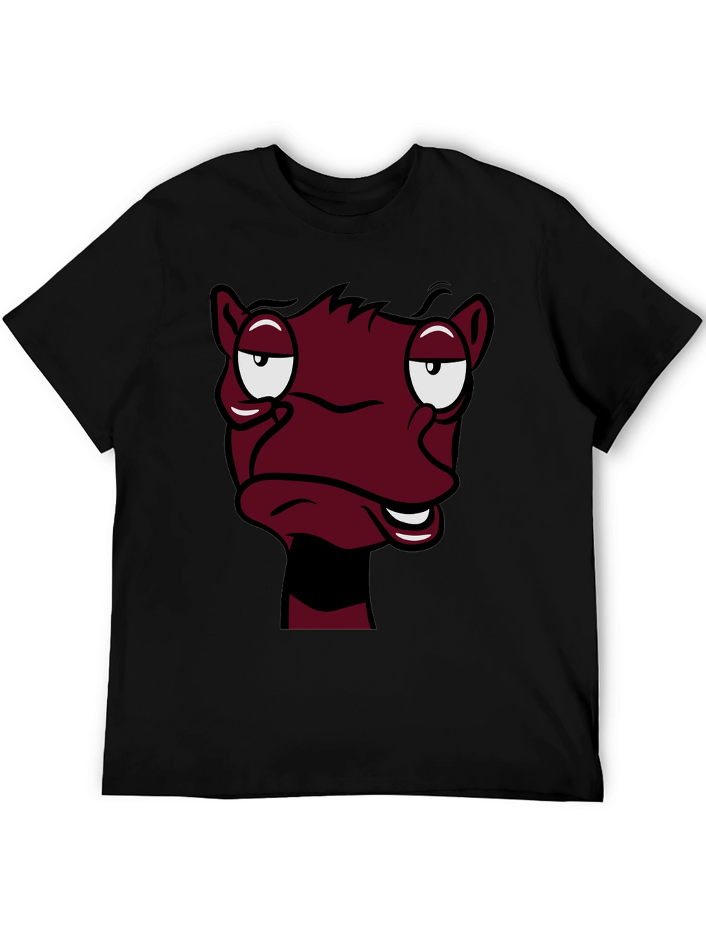 Funny Cartoon Face Graphic Tee - Black T-Shirt