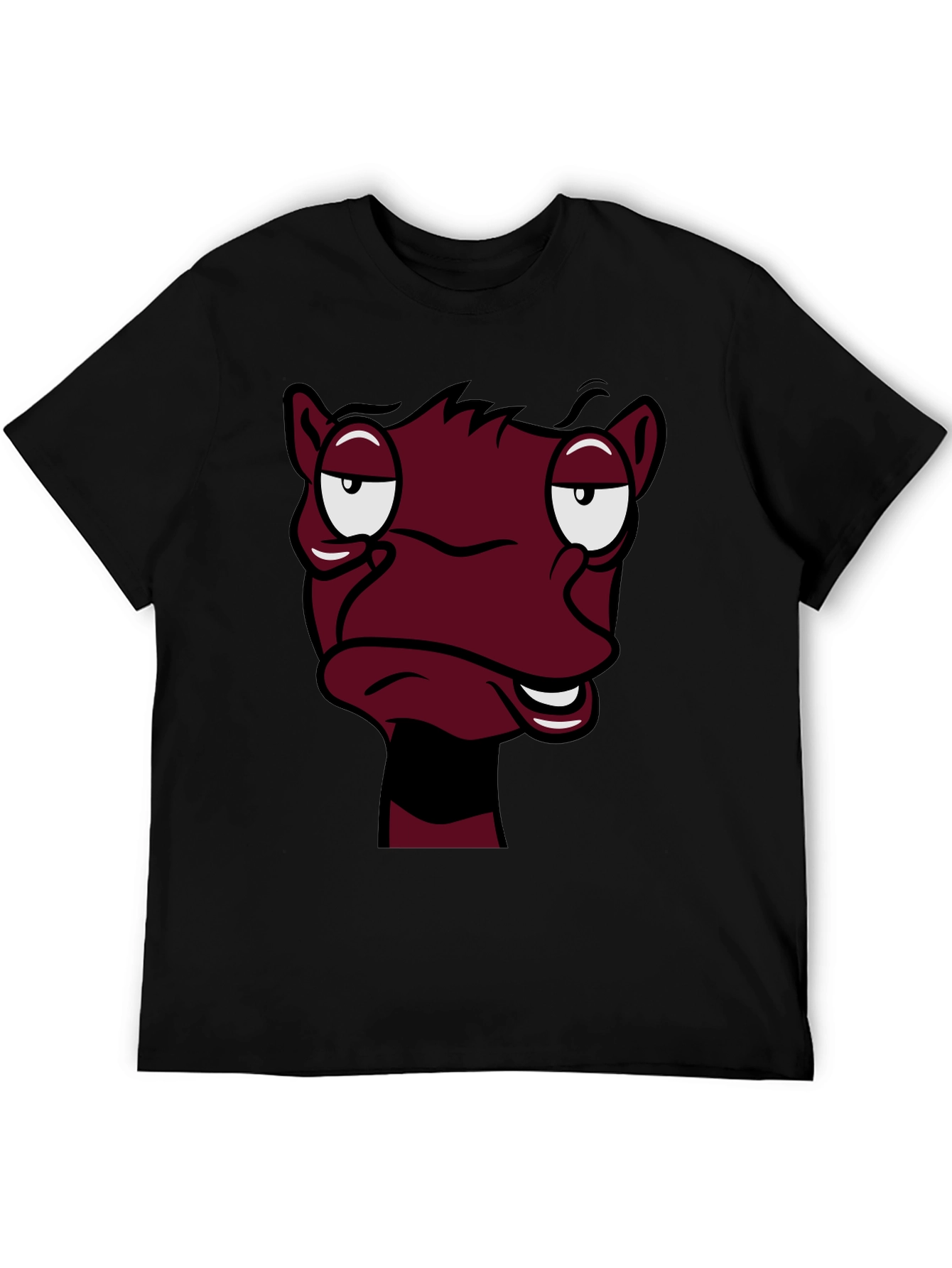 Funny Cartoon Face Graphic Tee - Black T-Shirt