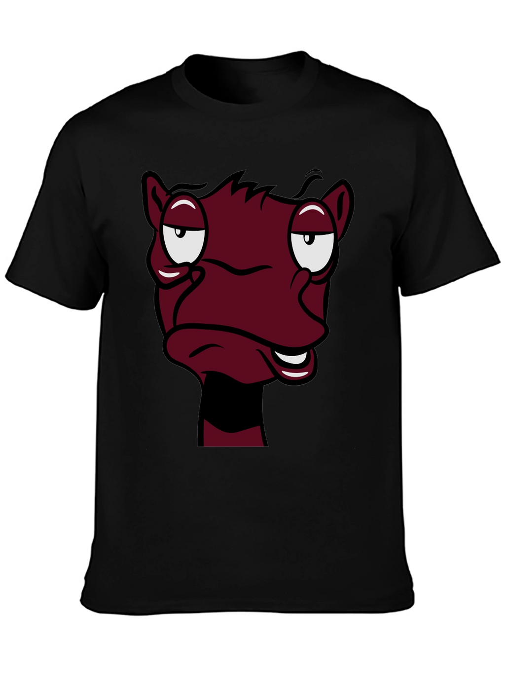 Funny Cartoon Face Graphic Tee - Black T-Shirt