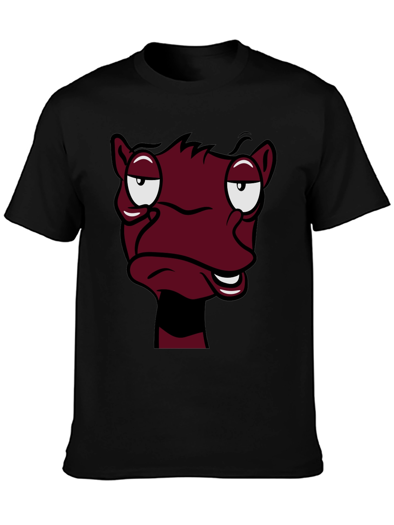 Funny Cartoon Face Graphic Tee - Black T-Shirt