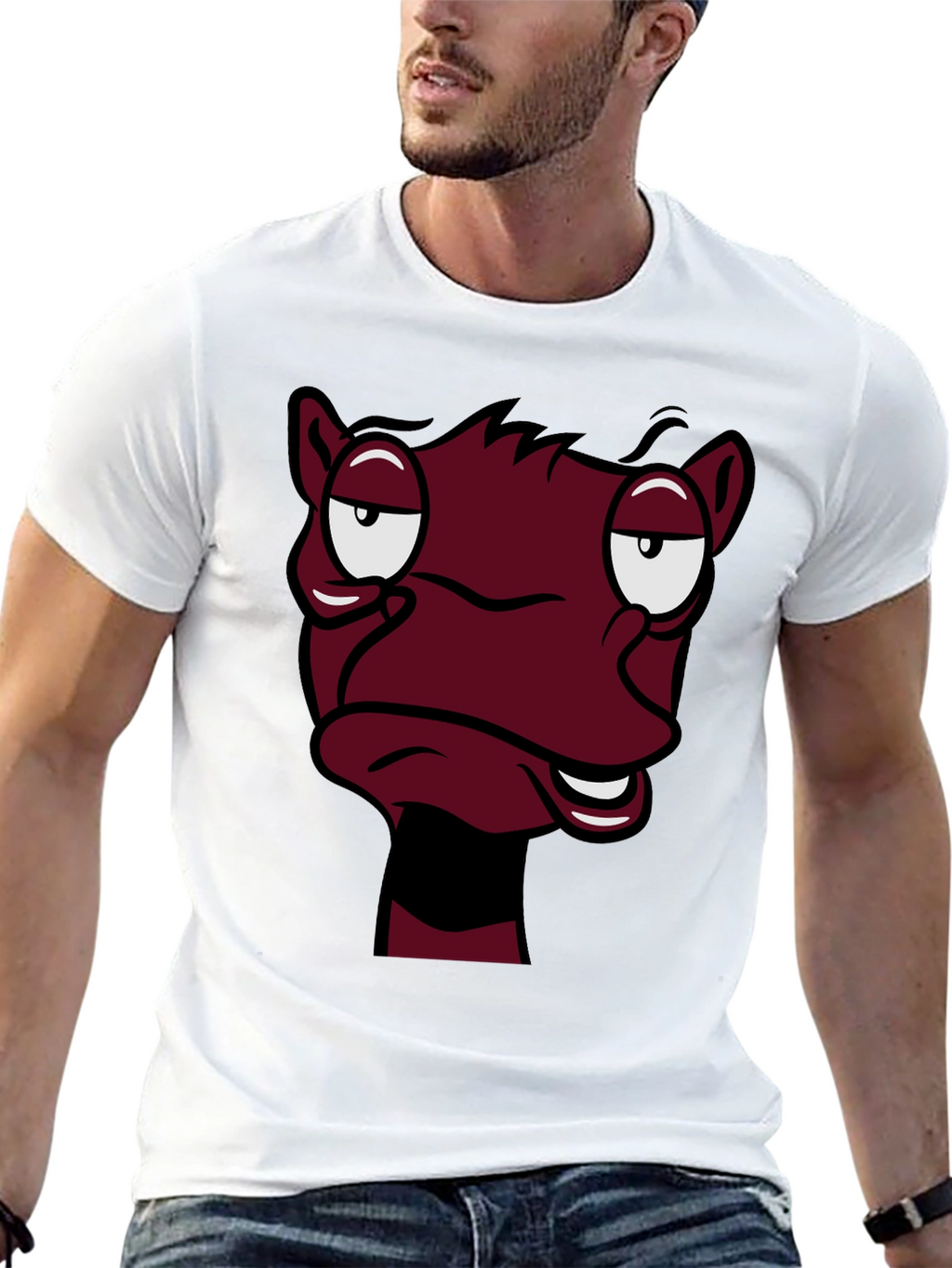Funny Cartoon Face Graphic Tee - Black T-Shirt