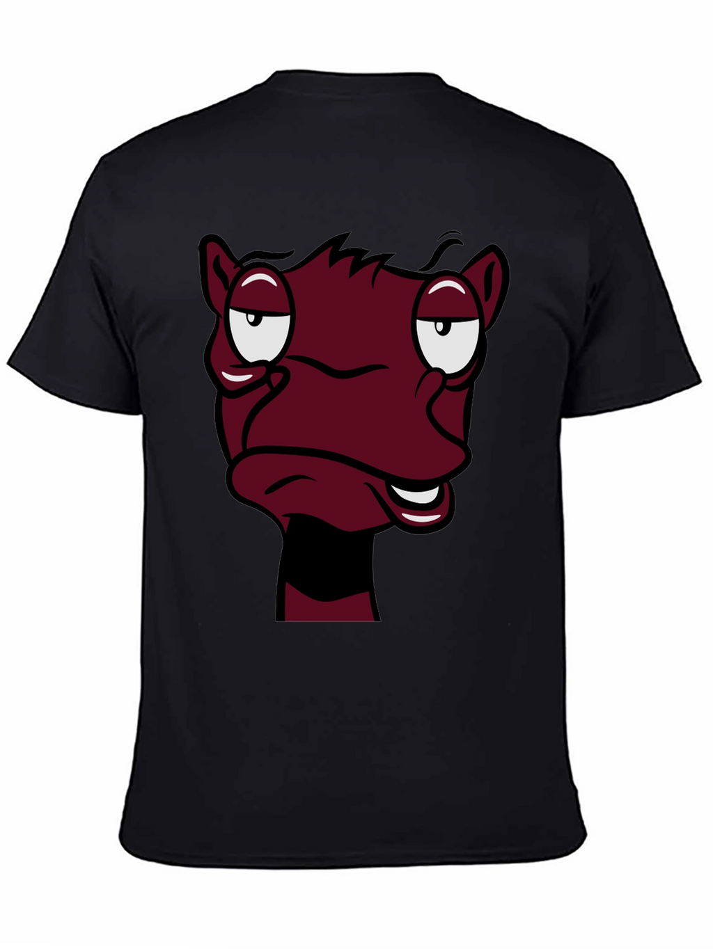 Funny Cartoon Face Graphic Tee - Black T-Shirt