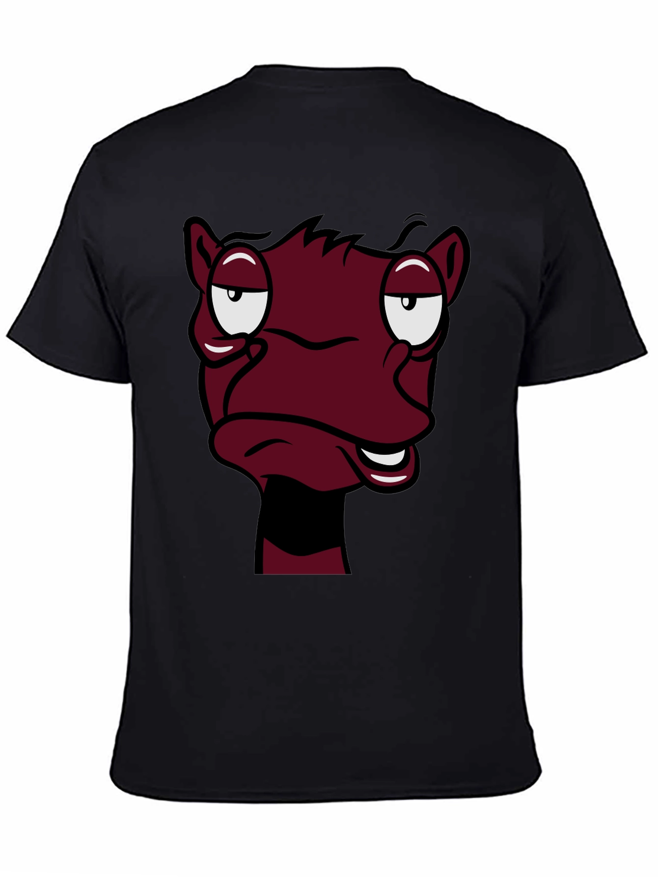 Funny Cartoon Face Graphic Tee - Black T-Shirt