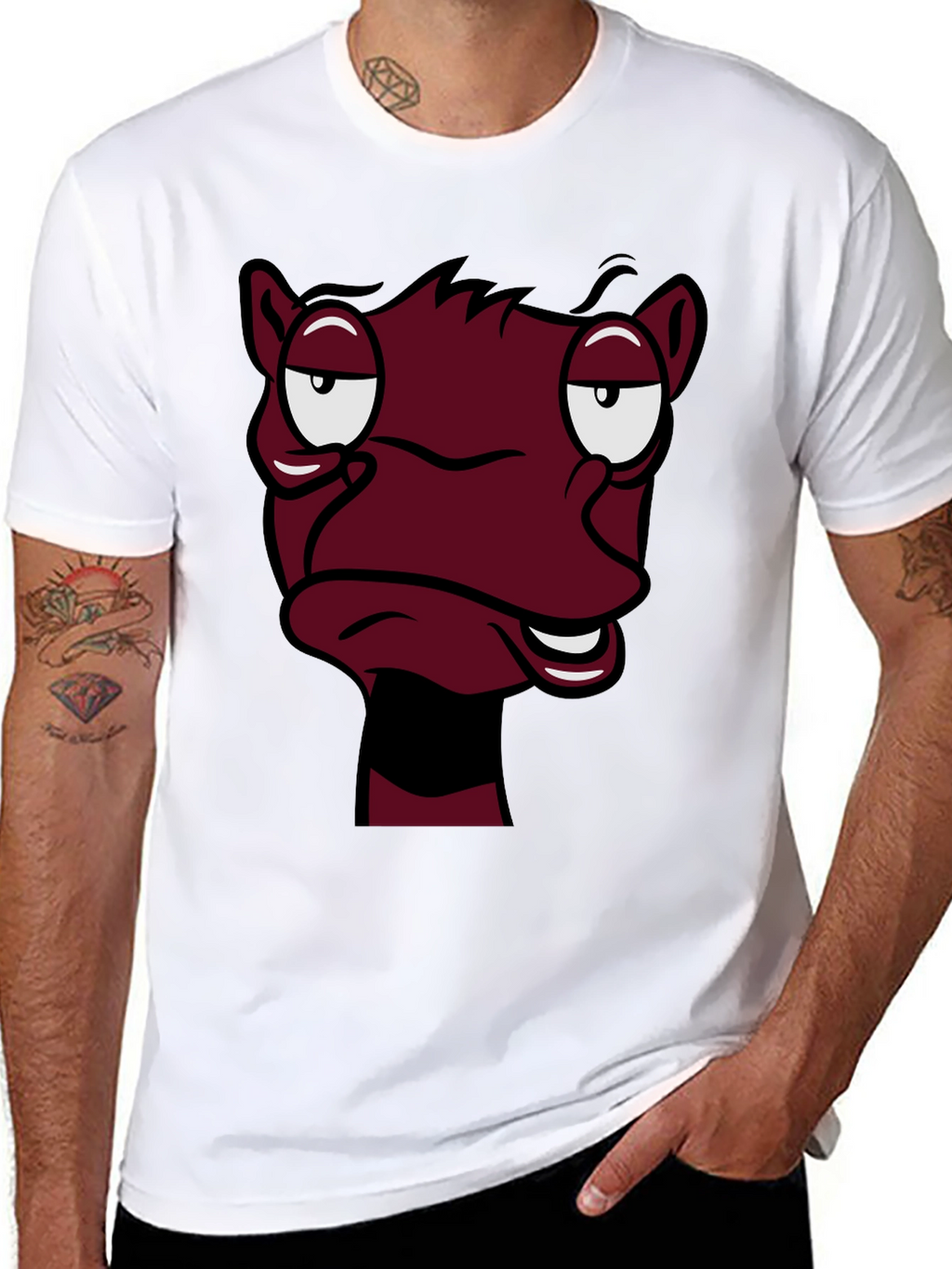 Funny Cartoon Face Graphic Tee - Black T-Shirt