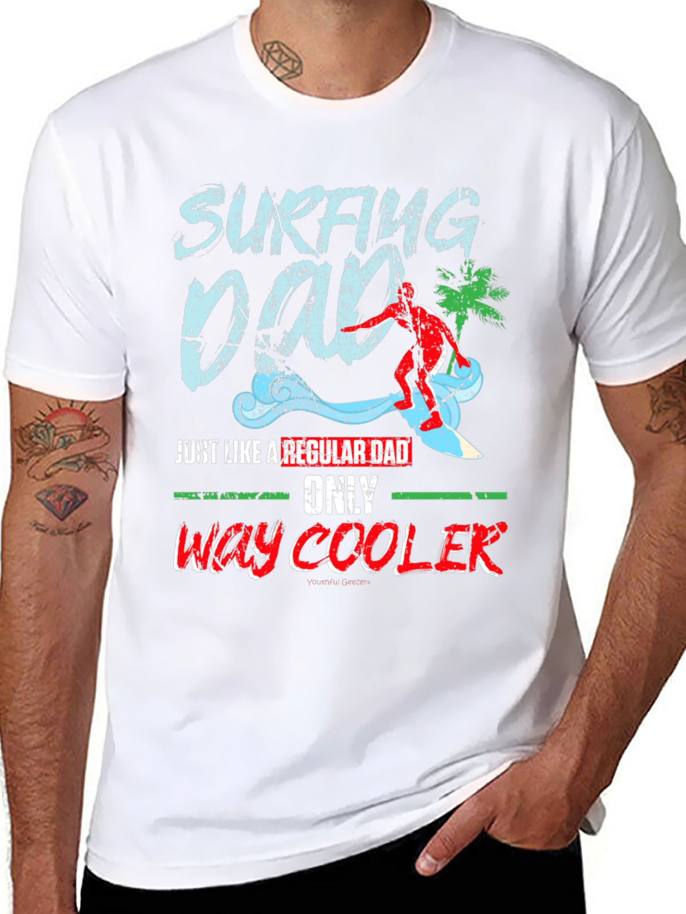 Surfing Dad T-Shirt - Cool Surfer Father Tee