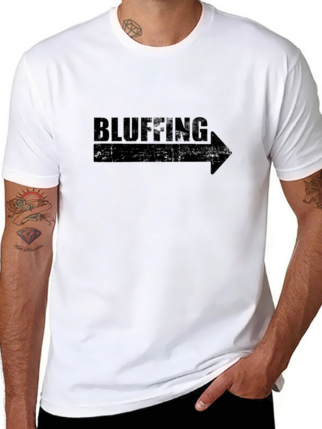 Bluffing Graphic Tee - Right Arrow Novelty T-Shirt
