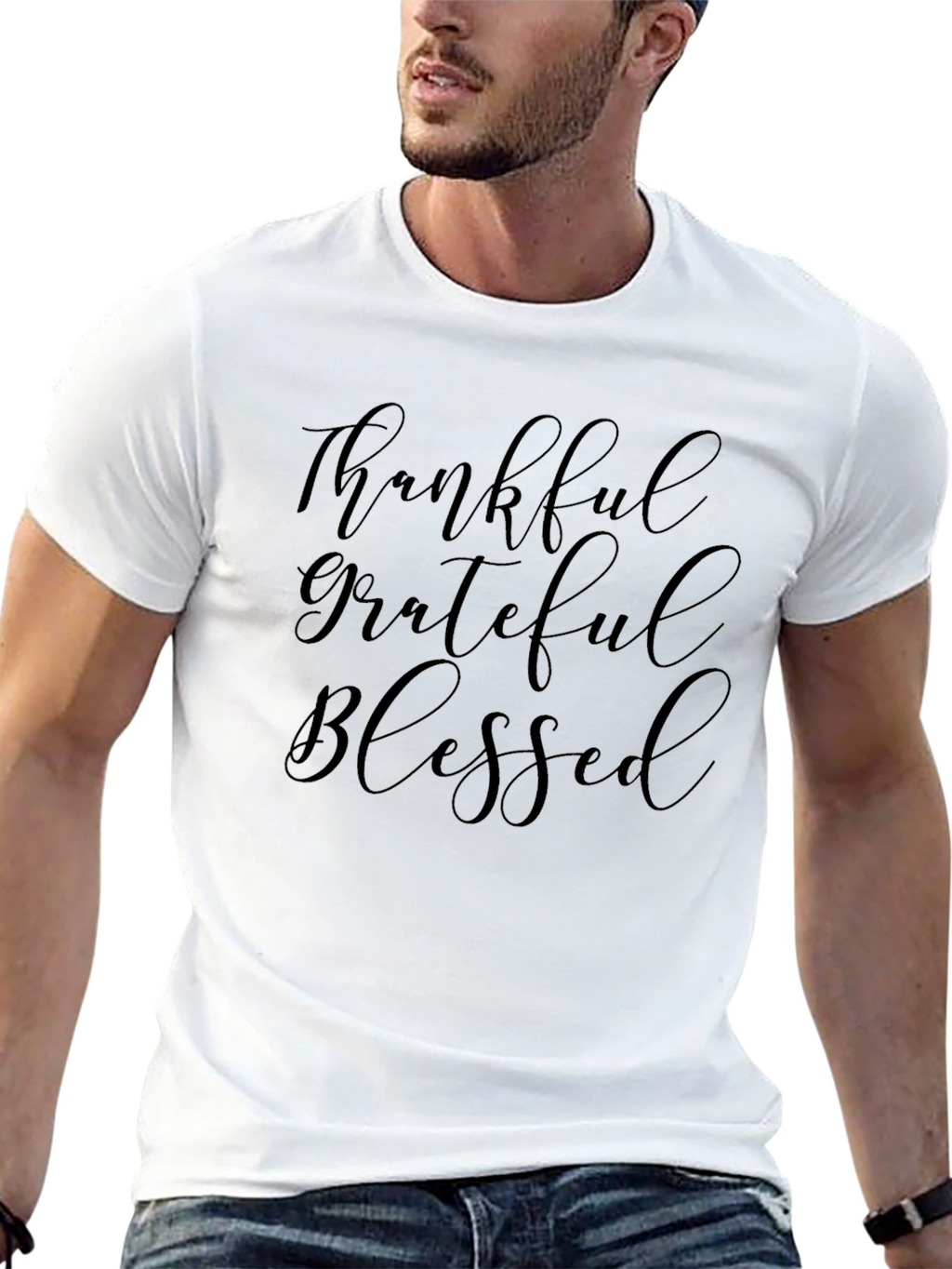 Thankful Grateful Blessed Black T-Shirt