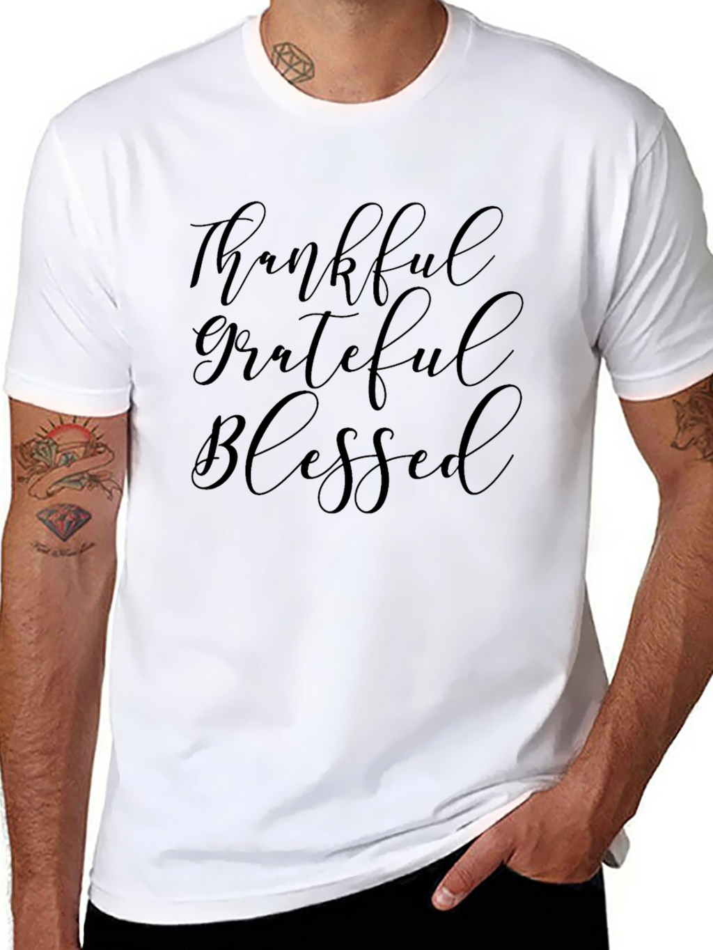 Thankful Grateful Blessed Black T-Shirt