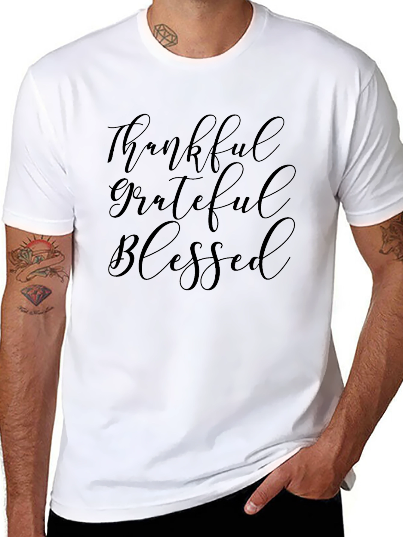 Thankful Grateful Blessed Black T-Shirt