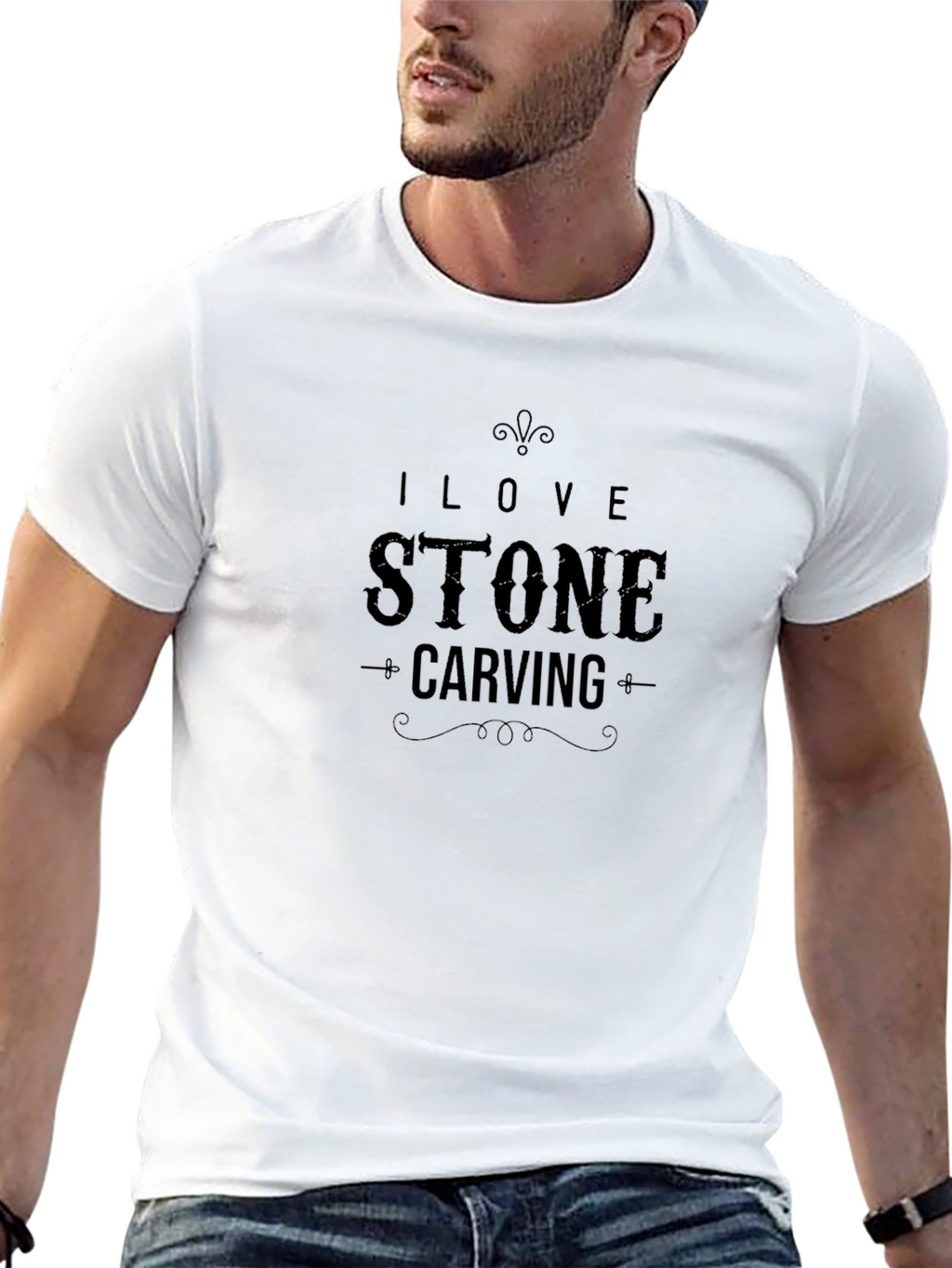 I Love Stone Carving T-Shirt - Black