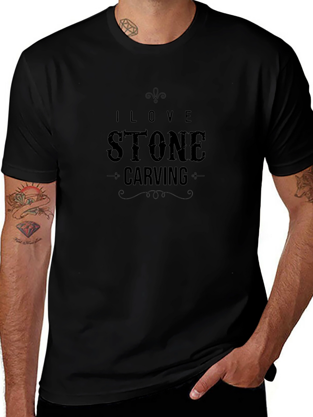 I Love Stone Carving T-Shirt - Black