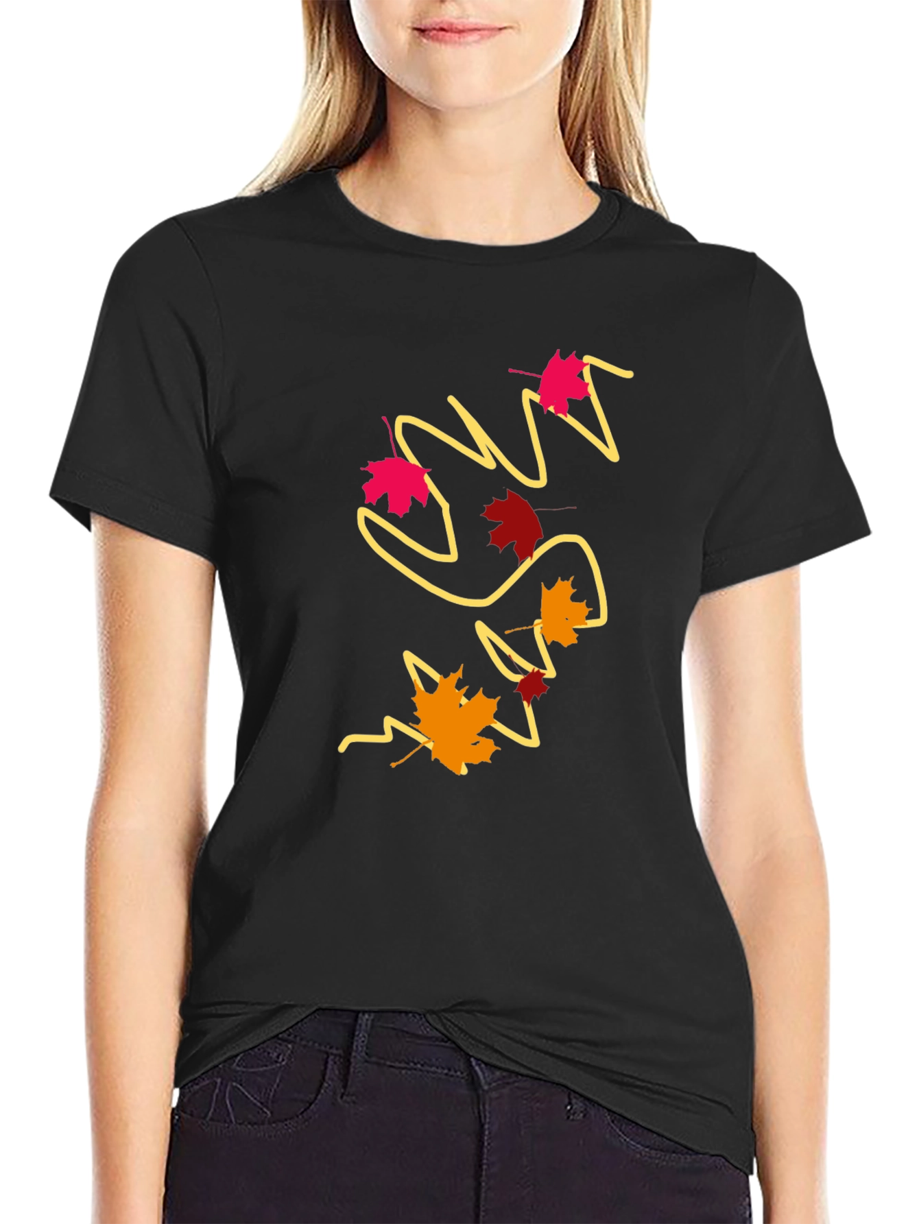 Autumn Leaves Graphic Tee - Modern Fall Style