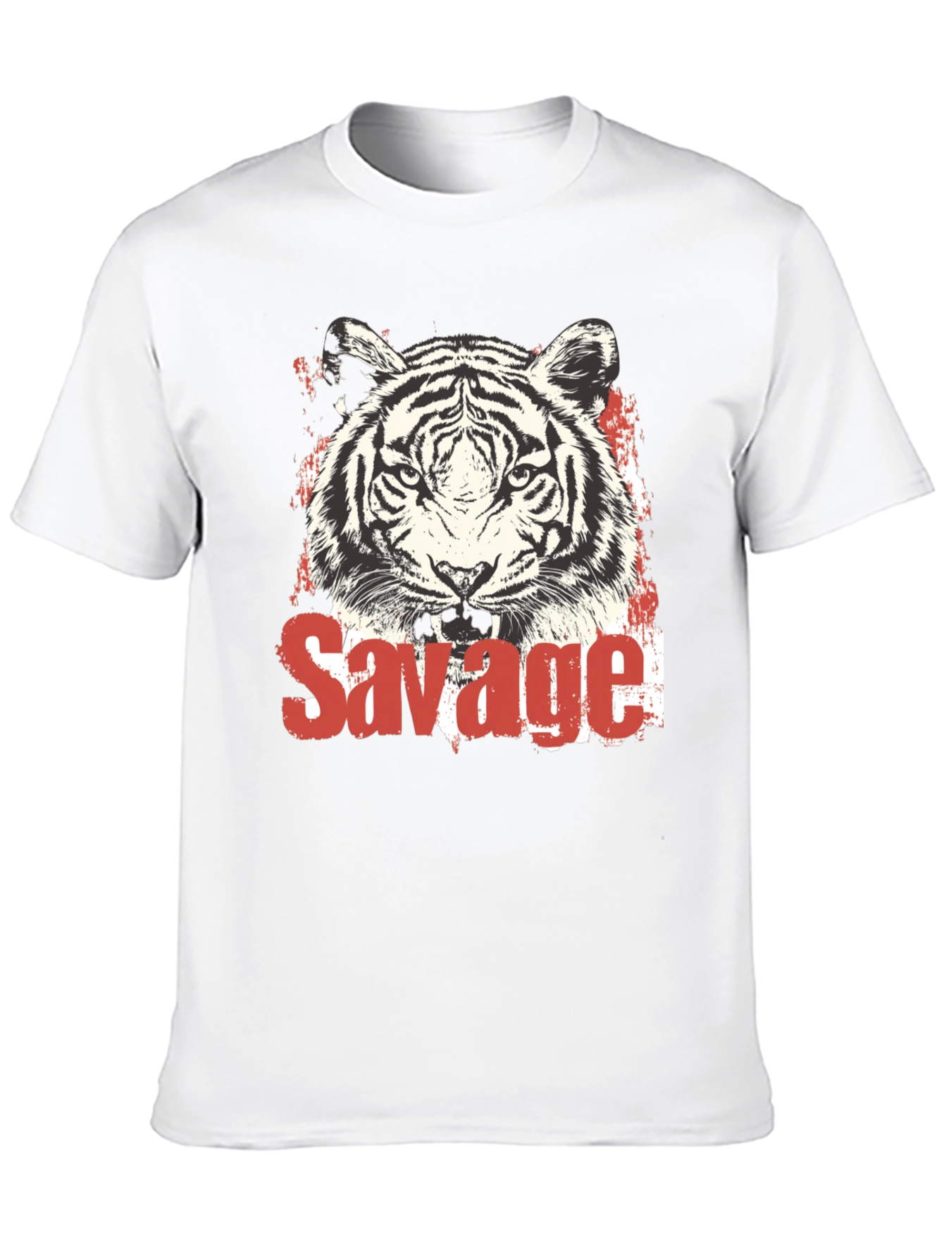 Savage Tiger Graphic Print Black T-Shirt