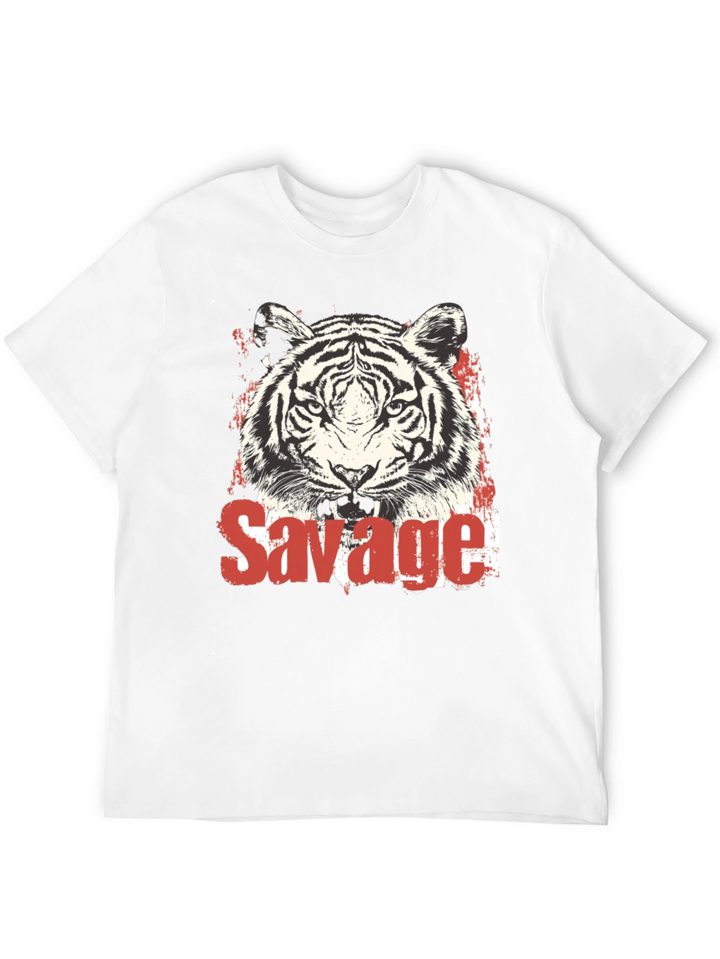 Savage Tiger Graphic Print Black T-Shirt