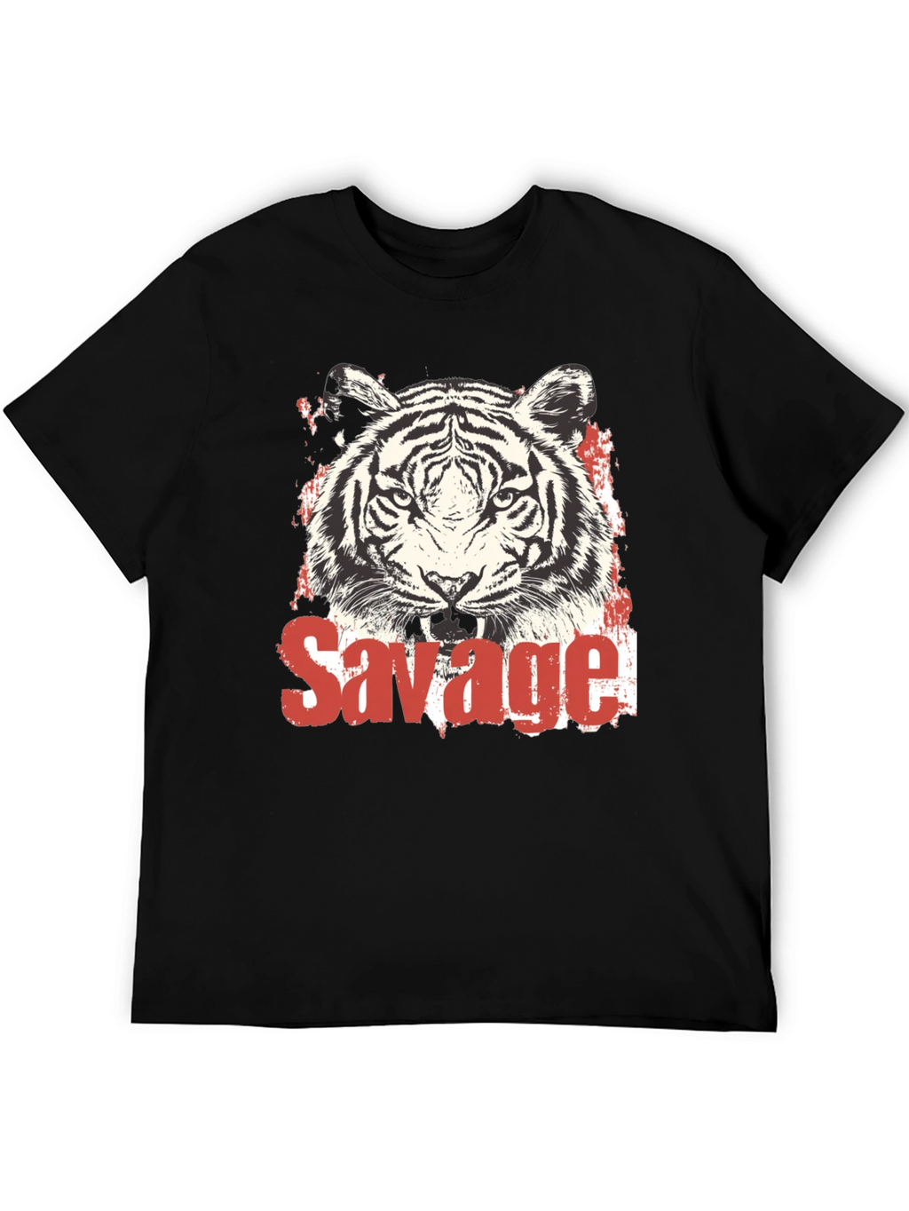 Savage Tiger Graphic Print Black T-Shirt