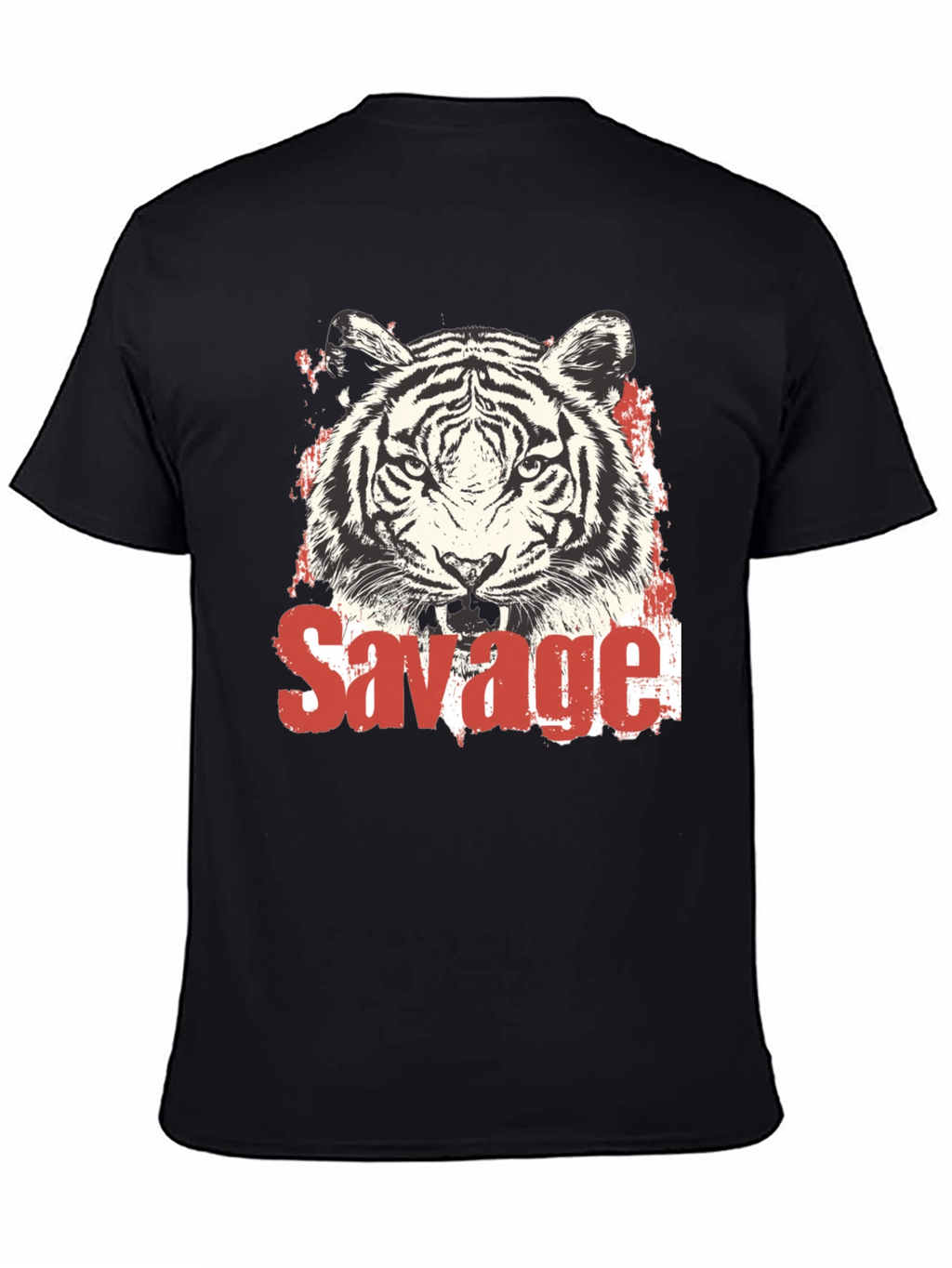 Savage Tiger Graphic Print Black T-Shirt