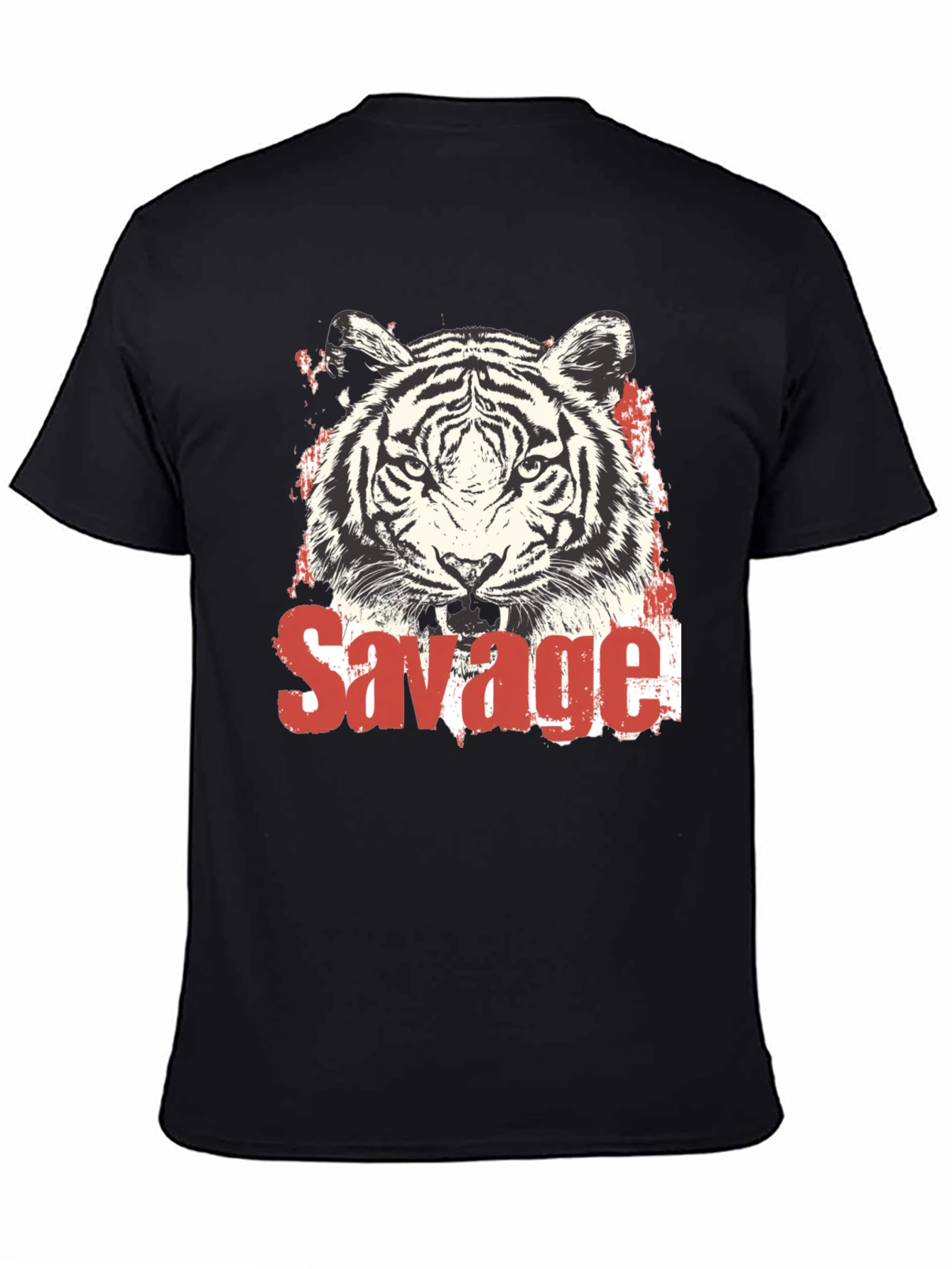 Savage Tiger Graphic Print Black T-Shirt