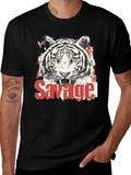 Savage Tiger Graphic Print Black T-Shirt