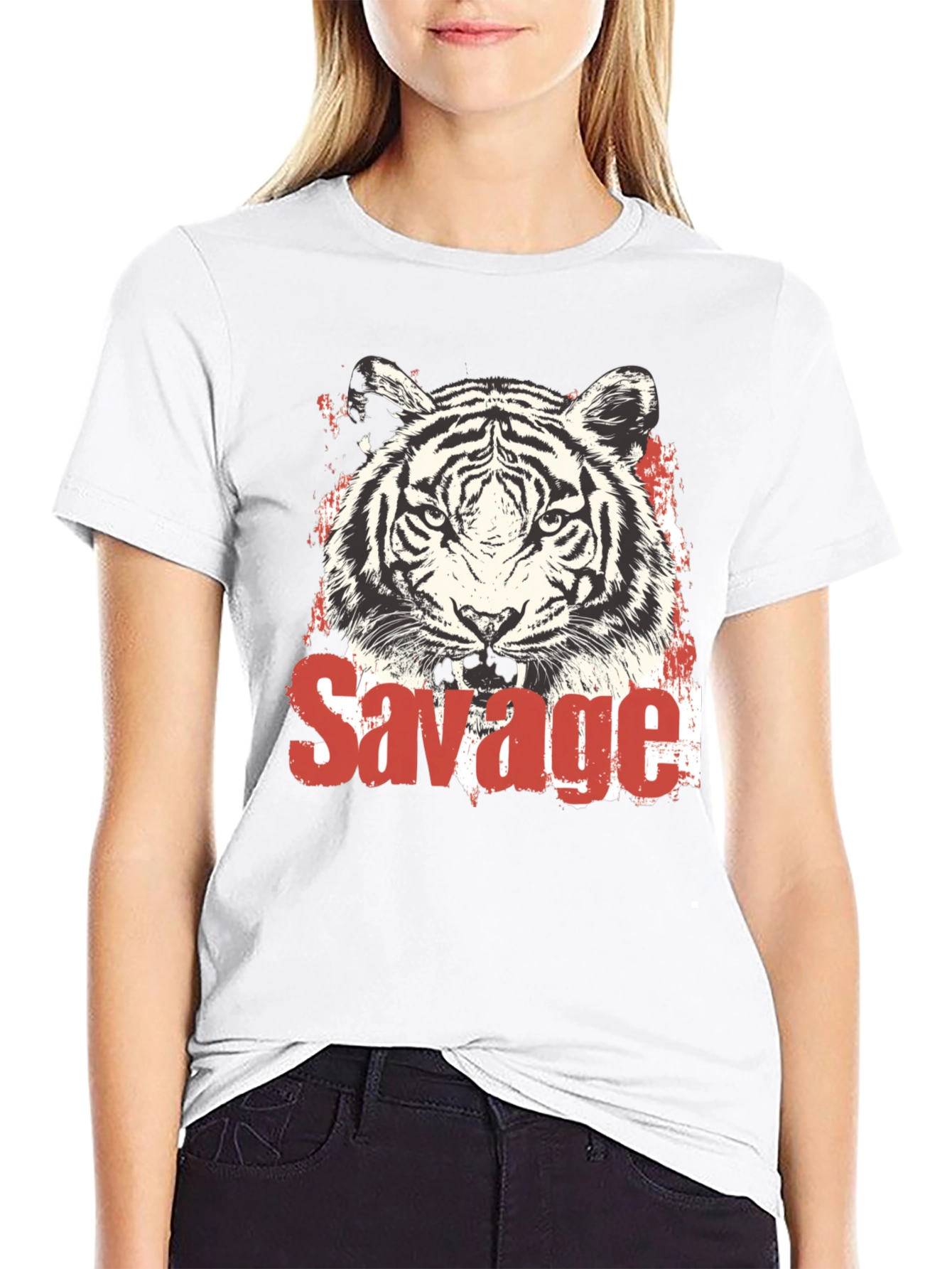 Savage Tiger Graphic Print Black T-Shirt