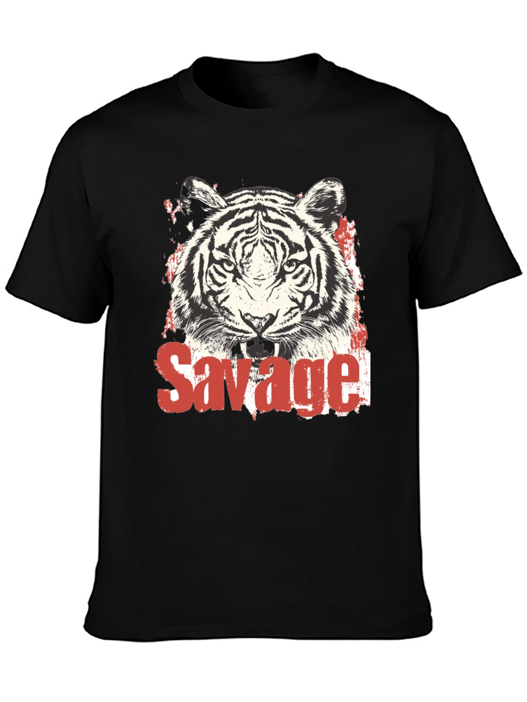 Savage Tiger Graphic Print Black T-Shirt