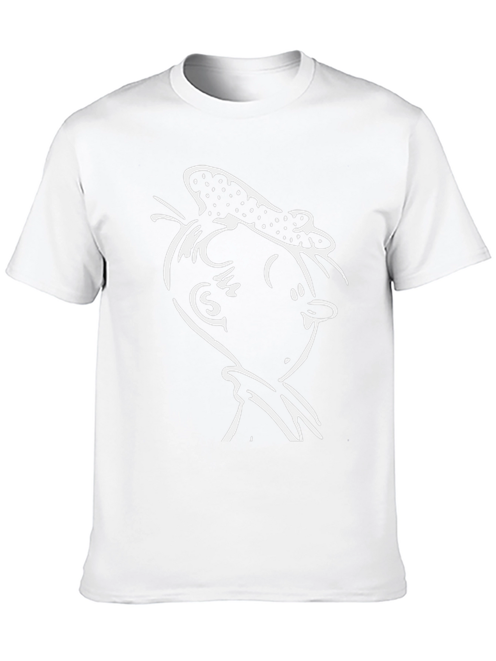 Black T-Shirt with White Cartoon Character Graphic