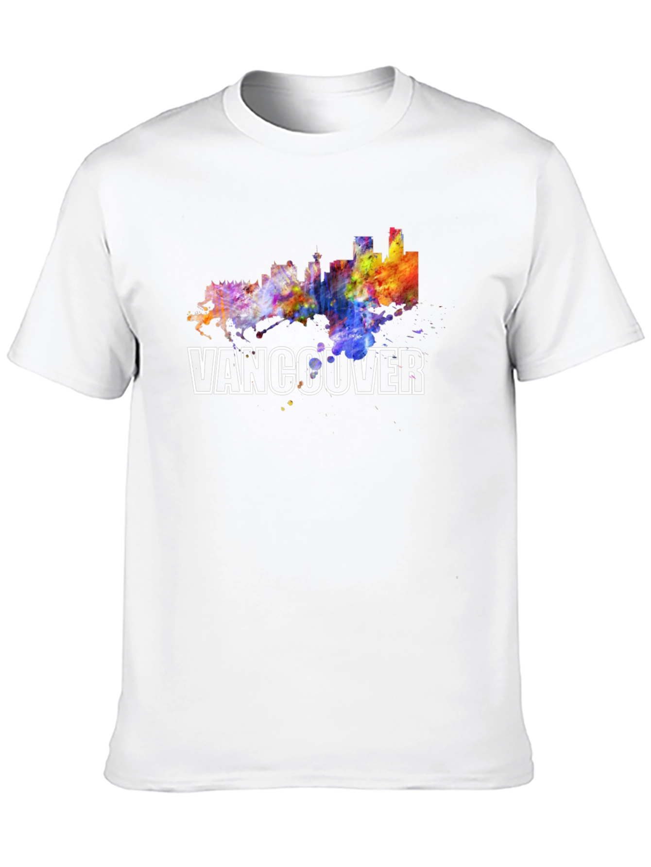 Vancouver Skyline T-Shirt - Vibrant Watercolor Design